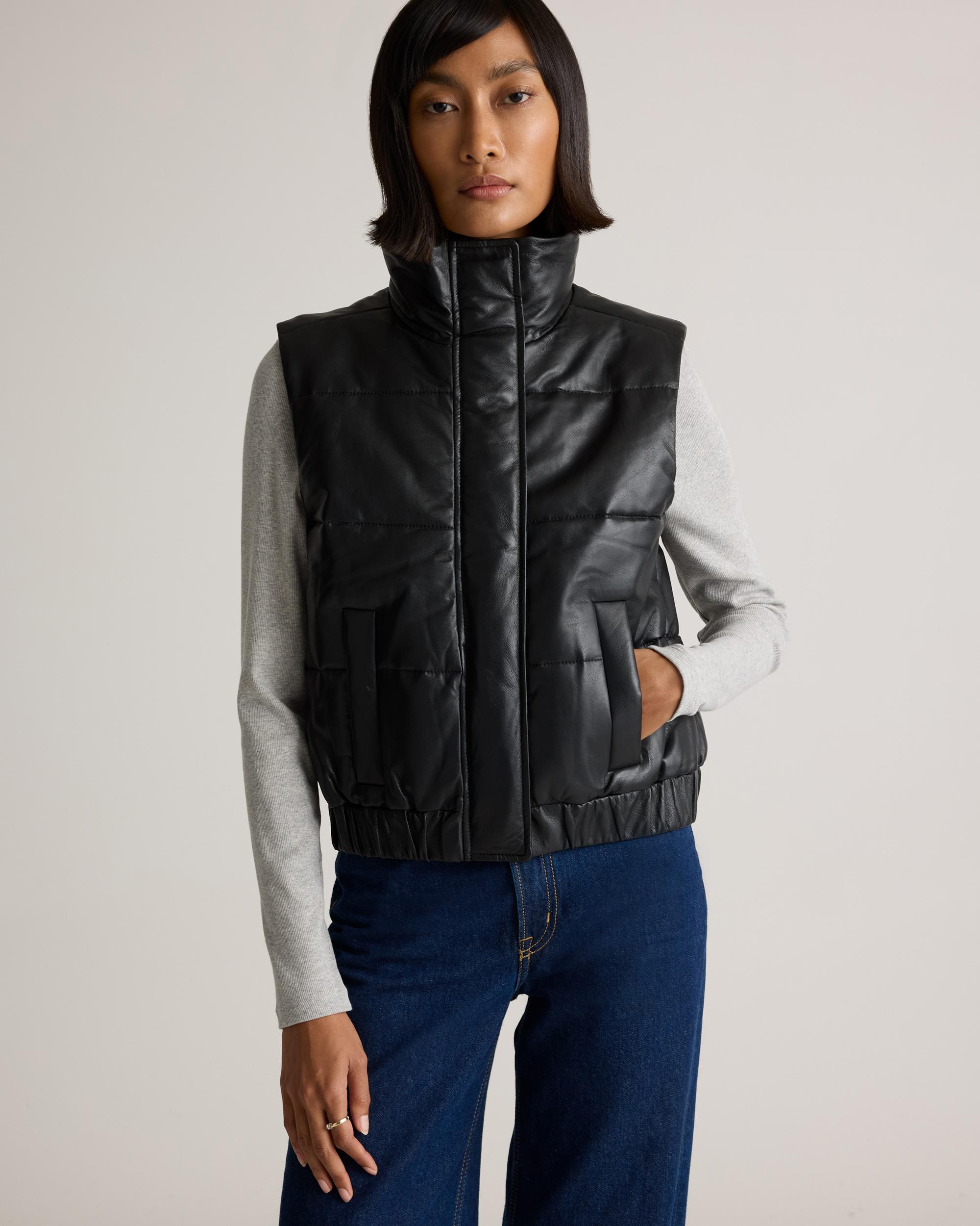 Quince | Women's Puffer Vest Leather Product Image