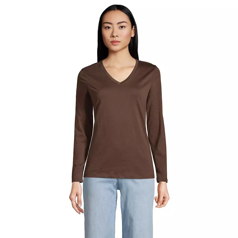 Petite Lands' End Supima Cotton Relaxed V-Neck Tee, Women's,  Product Image