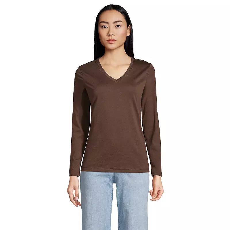 Petite Lands' End Supima Cotton Relaxed V-Neck Tee, Women's,  Product Image