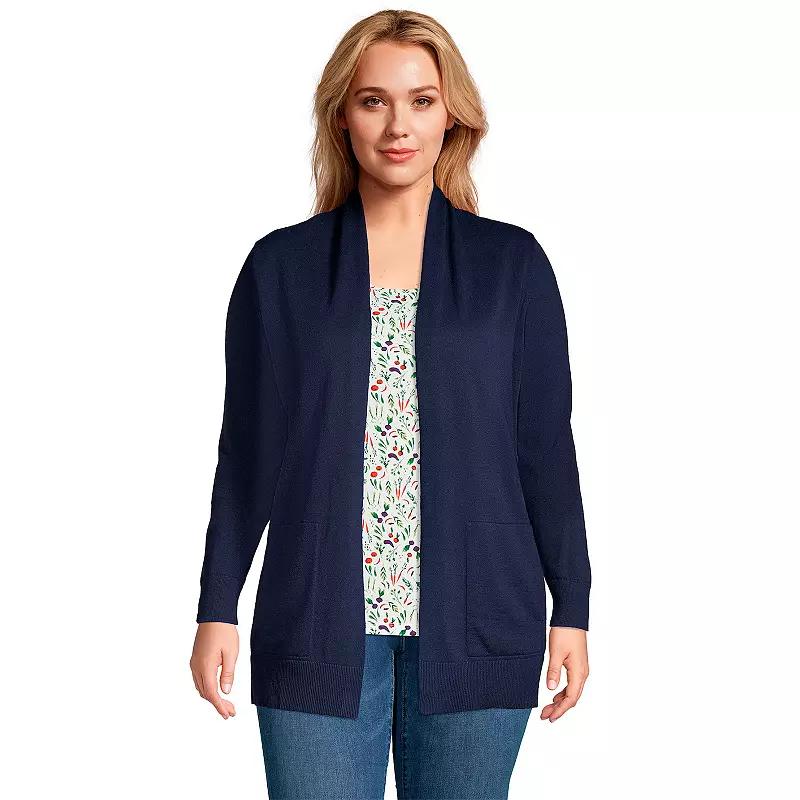 Plus Size Lands' End Draped Open-Front Long Cardigan Sweater, Women's, Size: 2XL, Radiant Blue Product Image