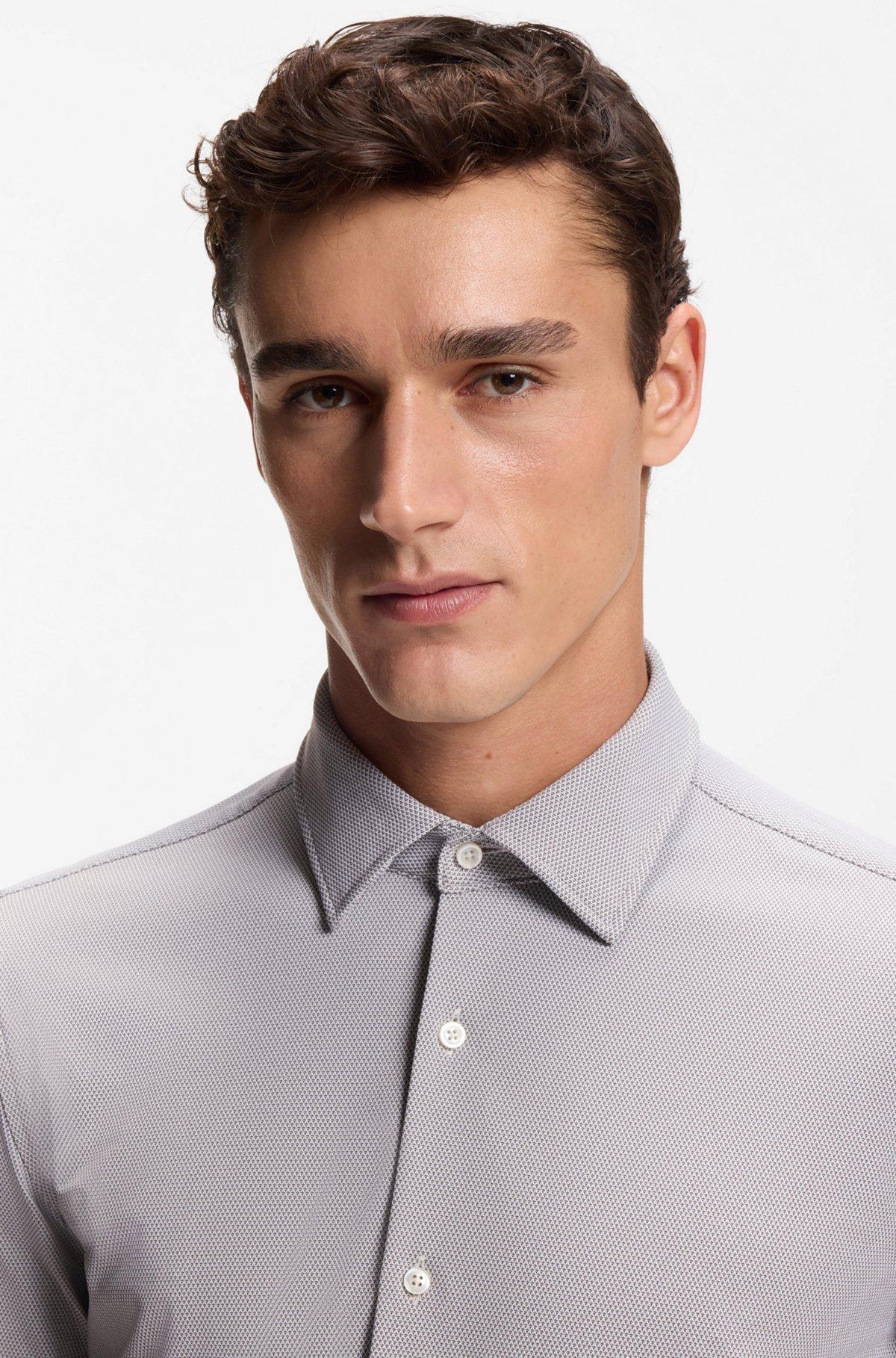 Slim-fit shirt in structured performance-stretch fabric Product Image