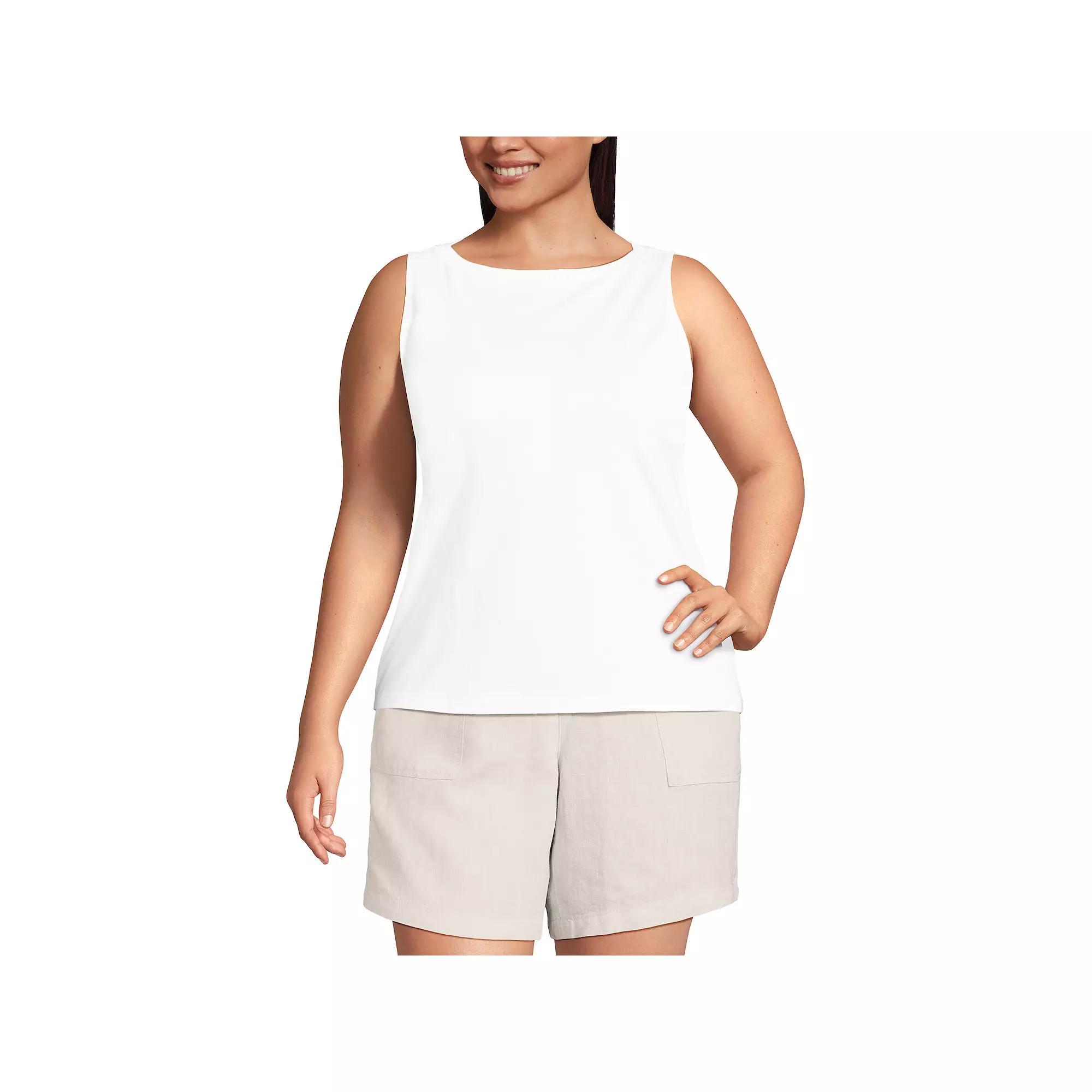 Plus Size Lands' End Supima Cotton Tank, Women's, Size: 1XL, Lily  Green Product Image