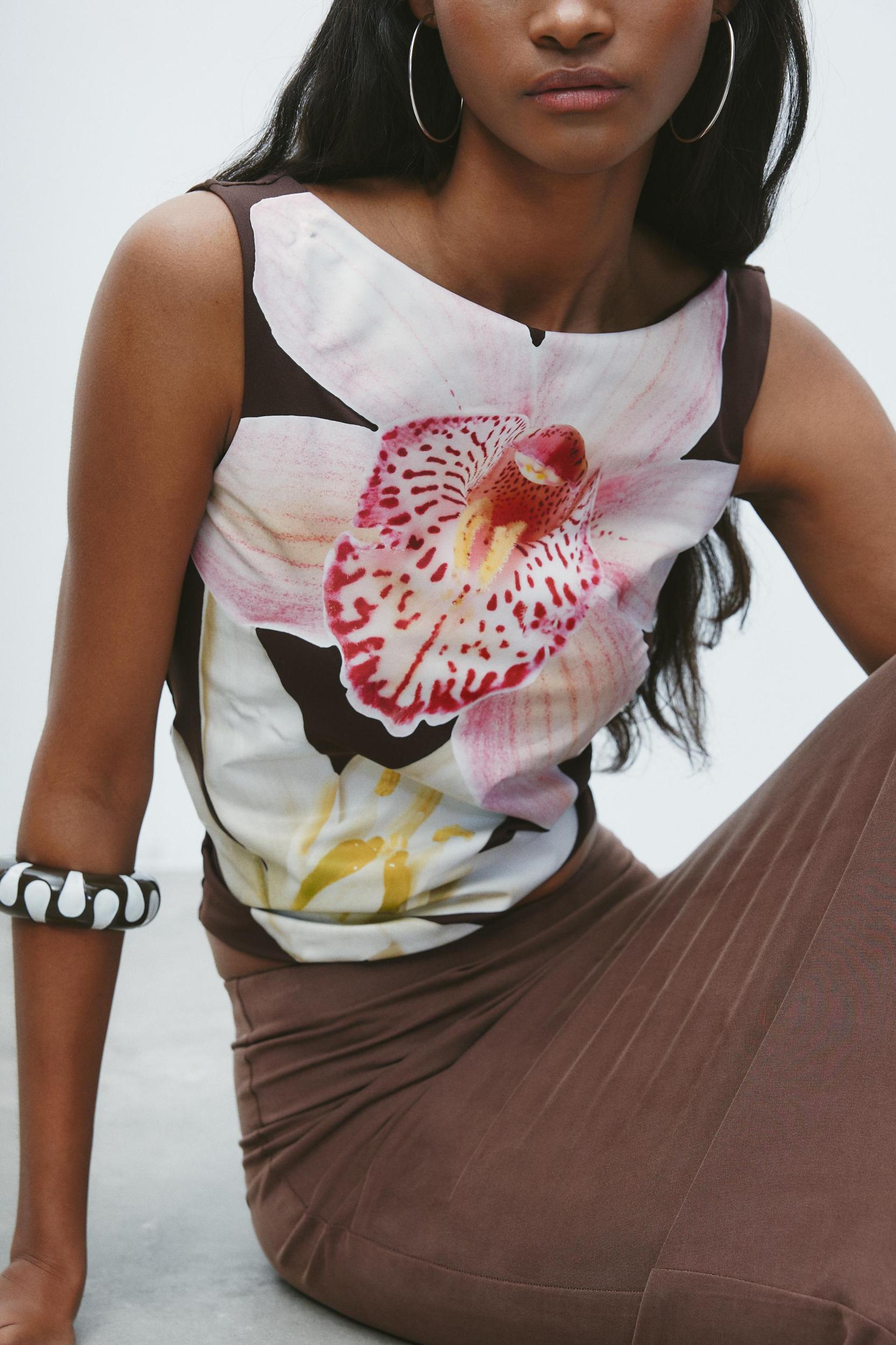 FLORAL POLYAMIDE TOP Product Image