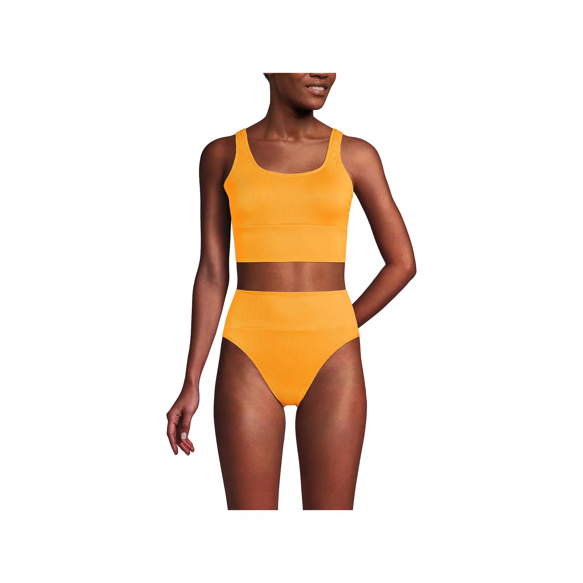 Women's Lands' End 2-pc. Tankini Top & High Waisted Bottom Swimsuit Set, Size: Medium, Sweet Orange Ottoman Product Image