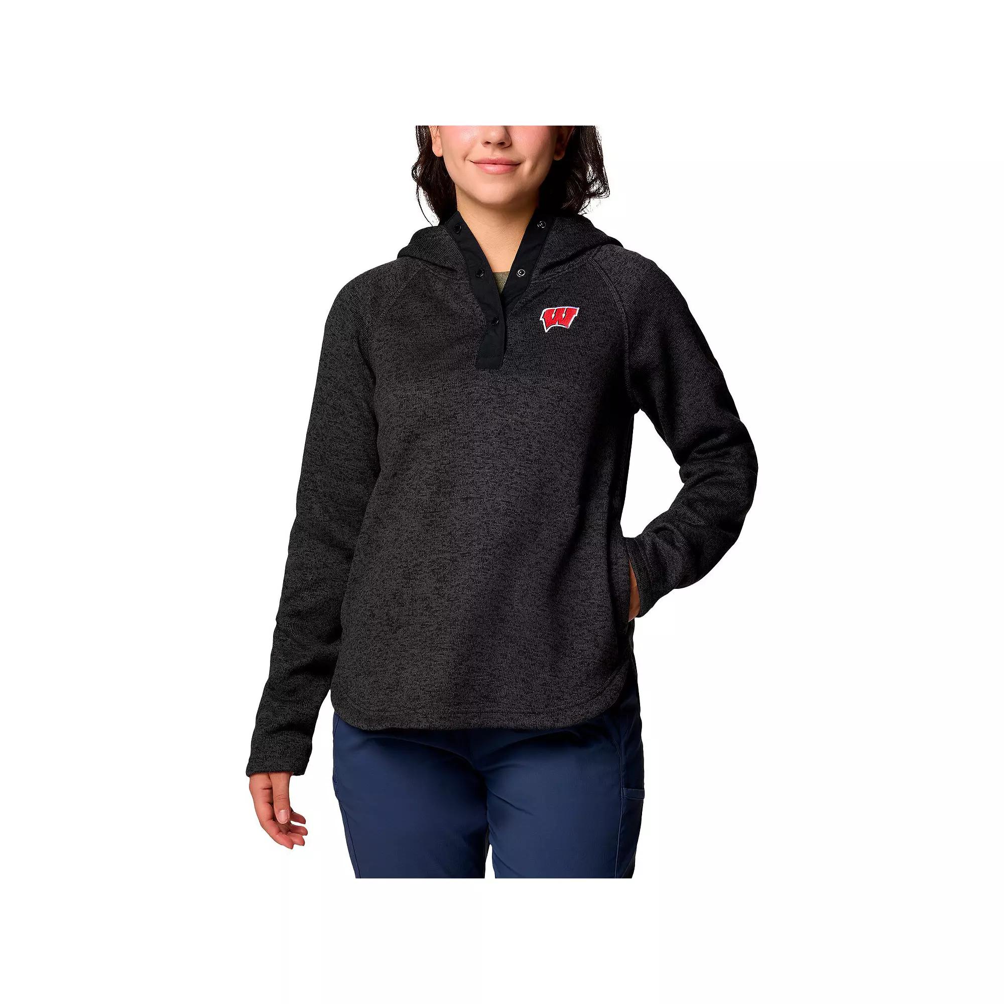 Women's Columbia Black Wisconsin Badgers Sweater Weather Raglan Pullover Hoodie,  Product Image