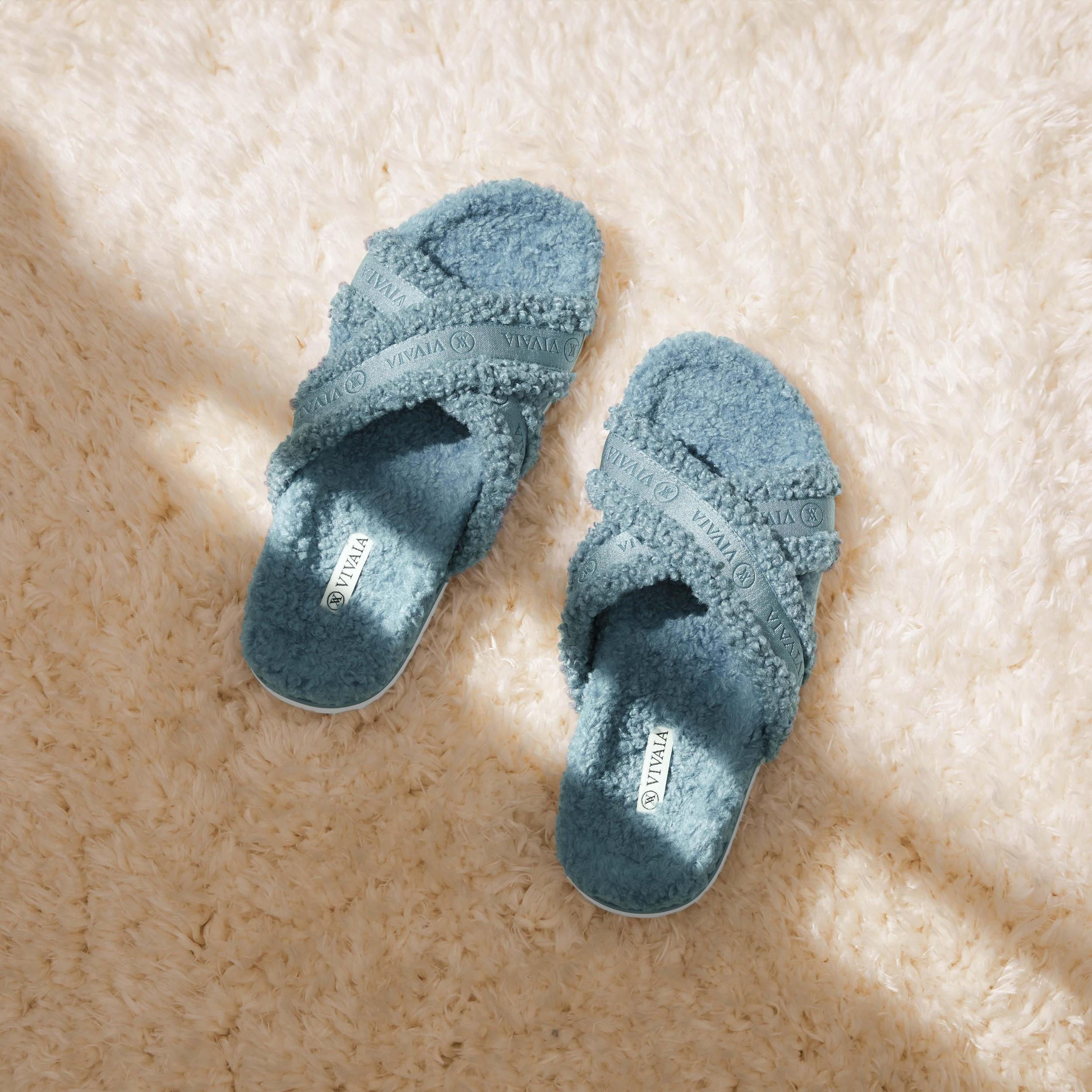 Furry Criss-Cross Strap Slippers (Hannah) Product Image
