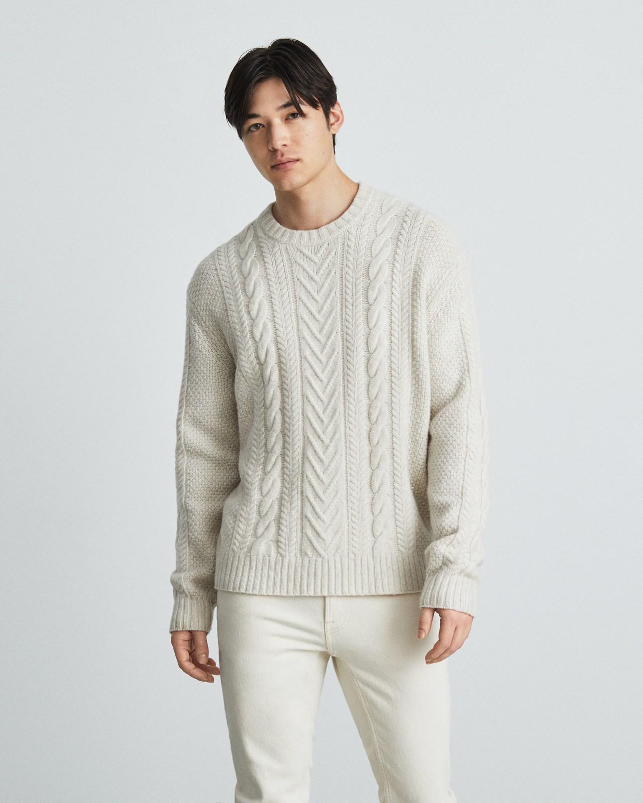 The Felted Merino Cable-Knit Crew Product Image