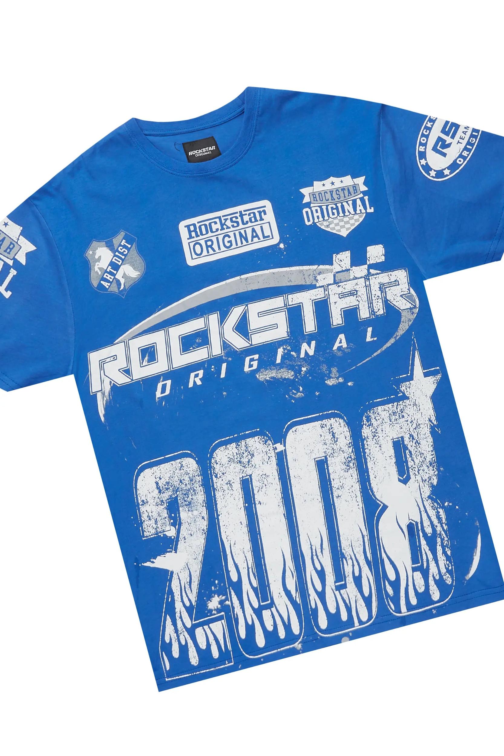 Amos Royal Blue/White T-Shirt Short Set Male Product Image