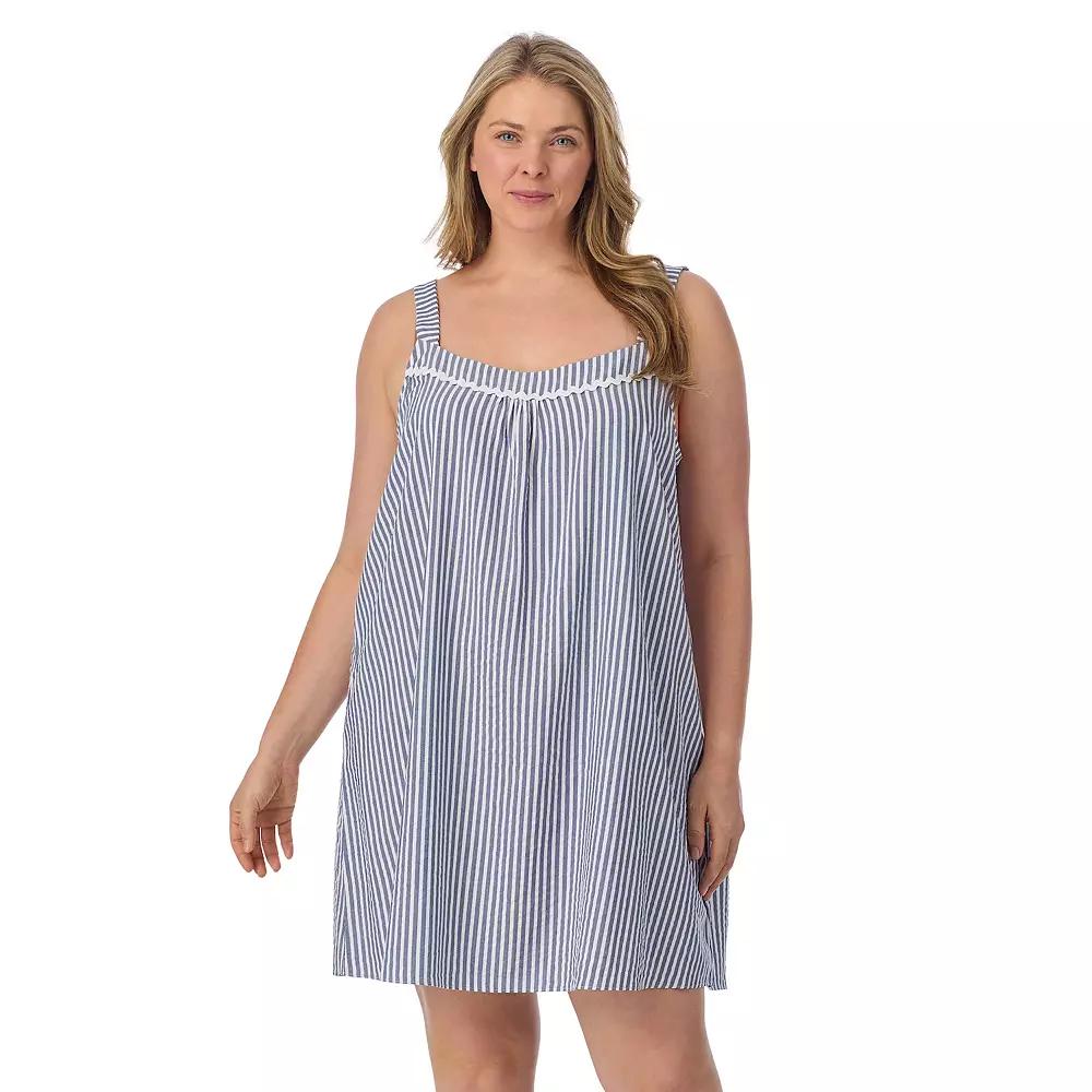 Plus Size Draper James Seersucker Chemise, Women's, Size: 2XL, Blue Stripe Product Image