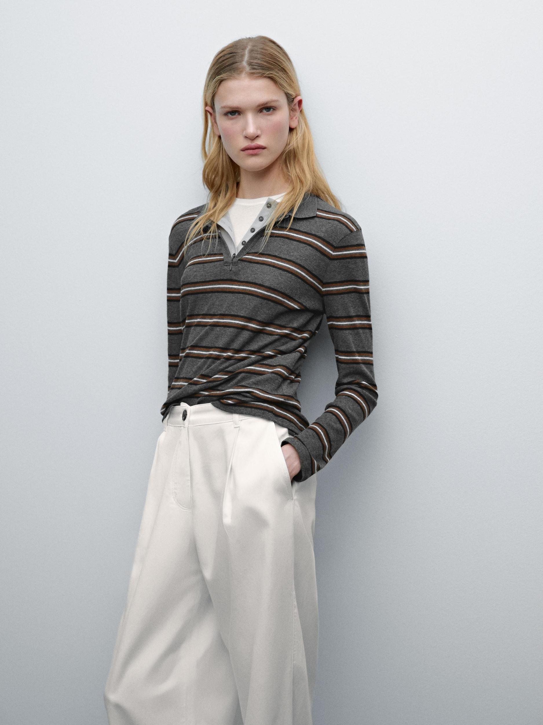 Flowing cotton blend trousers Product Image