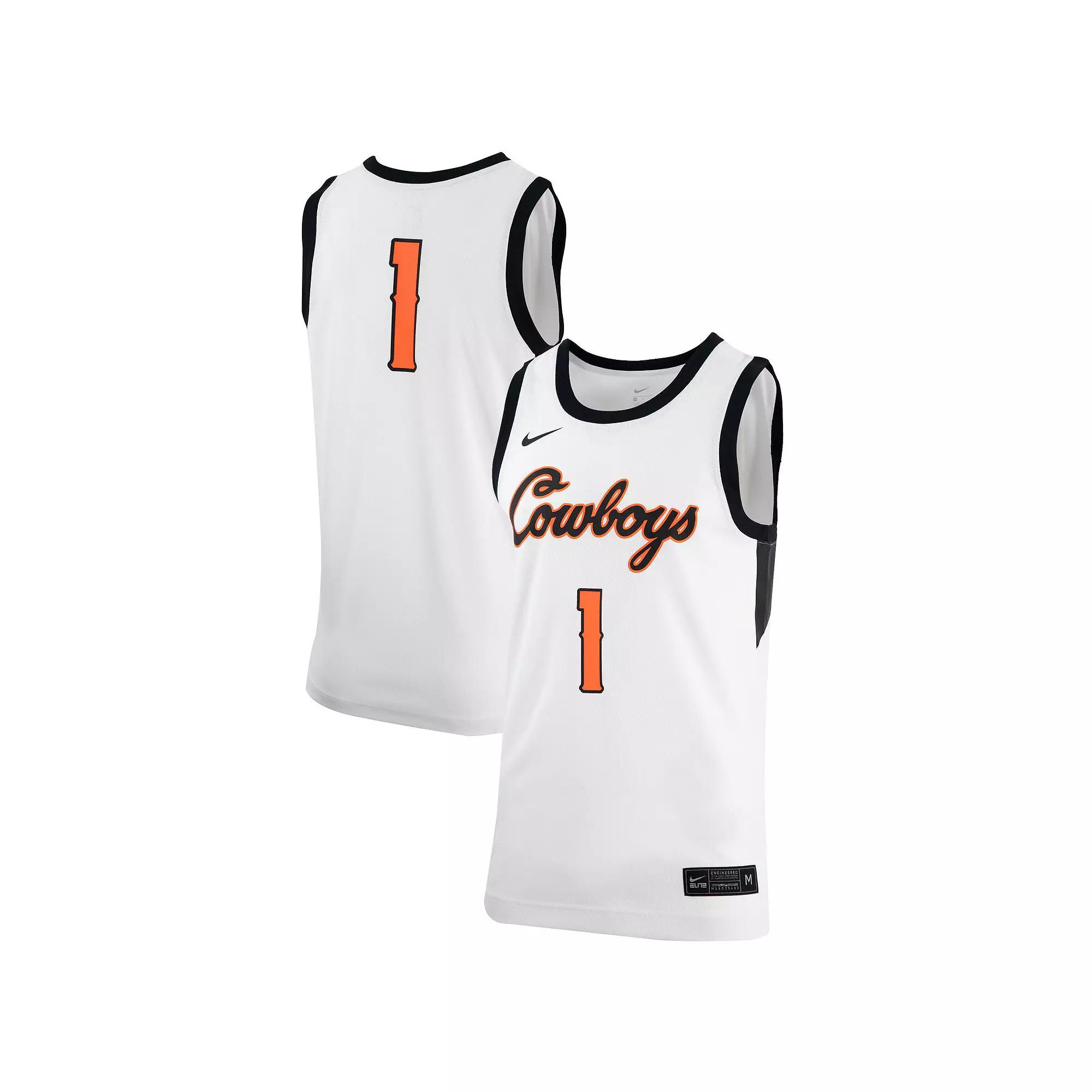 Men's Nike White Oklahoma State Cowboys Retro Replica Basketball Jersey,  Product Image