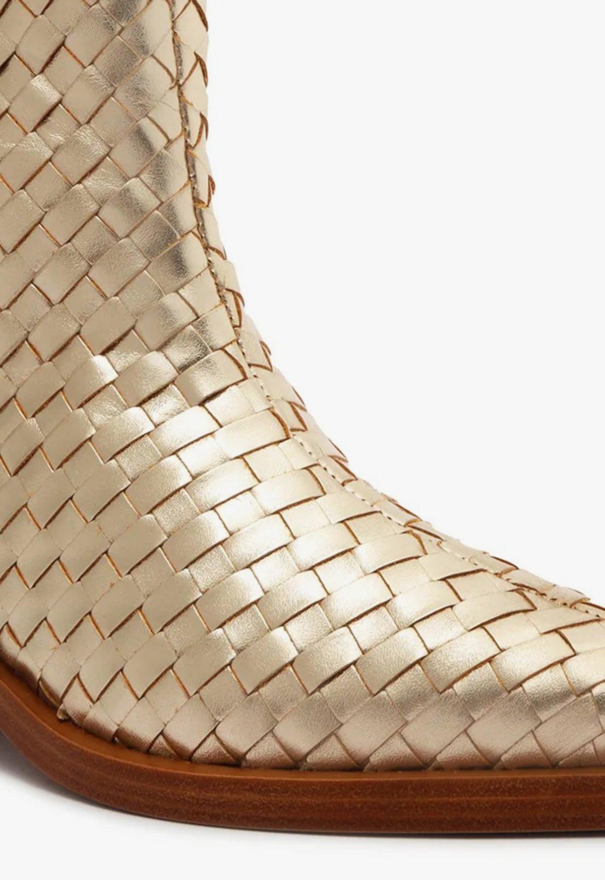Cicera Woven Metallic Leather Bootie Female Product Image