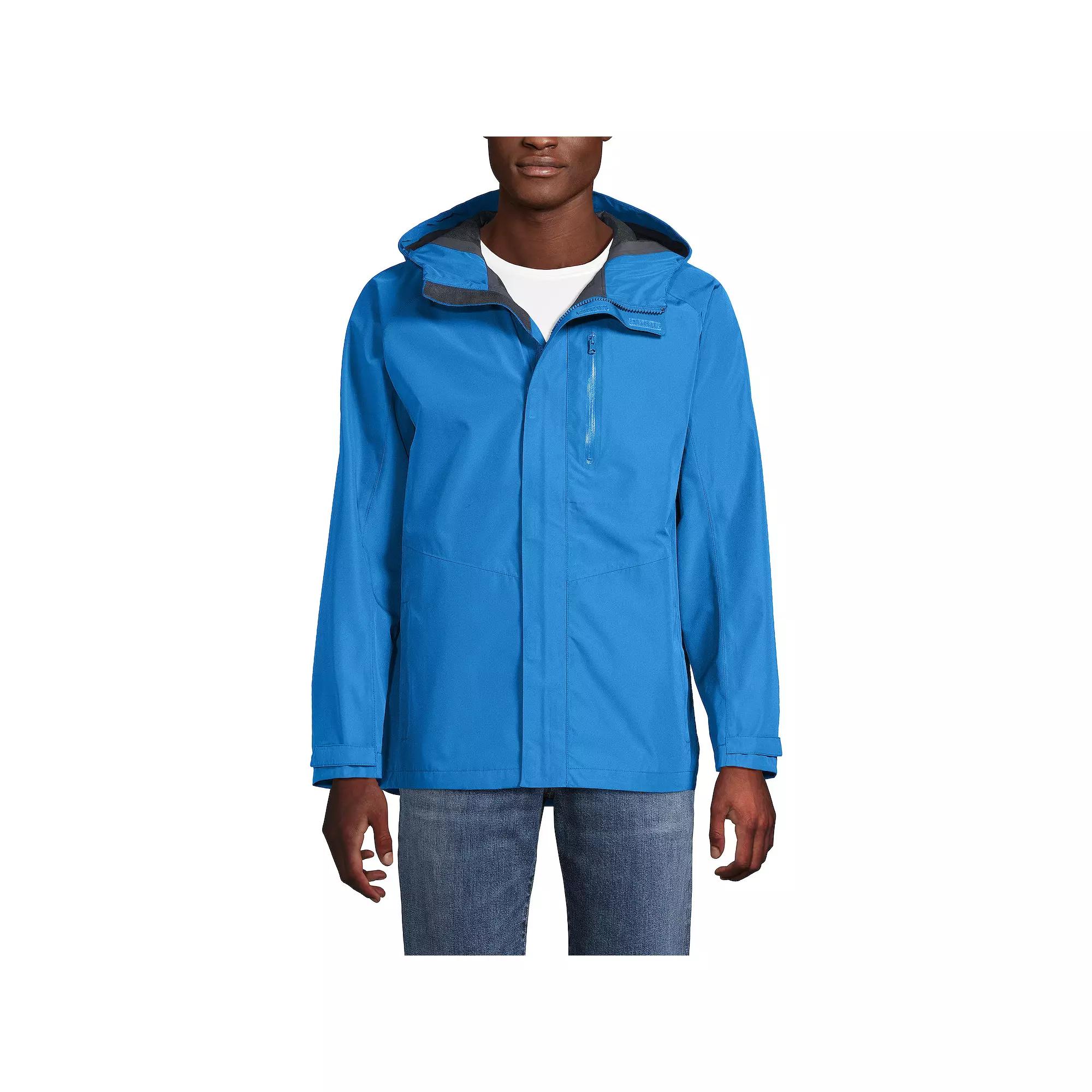 Men's Lands' End Waterproof Hooded Packable Rain Jacket,  Product Image