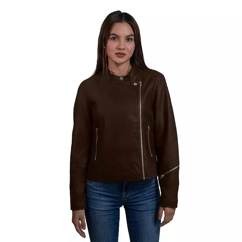 Women's Nine West Faux Leather Moto Jacket,  Product Image