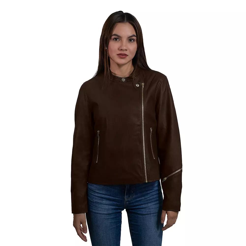 Women's Nine West Faux Leather Moto Jacket,  Product Image