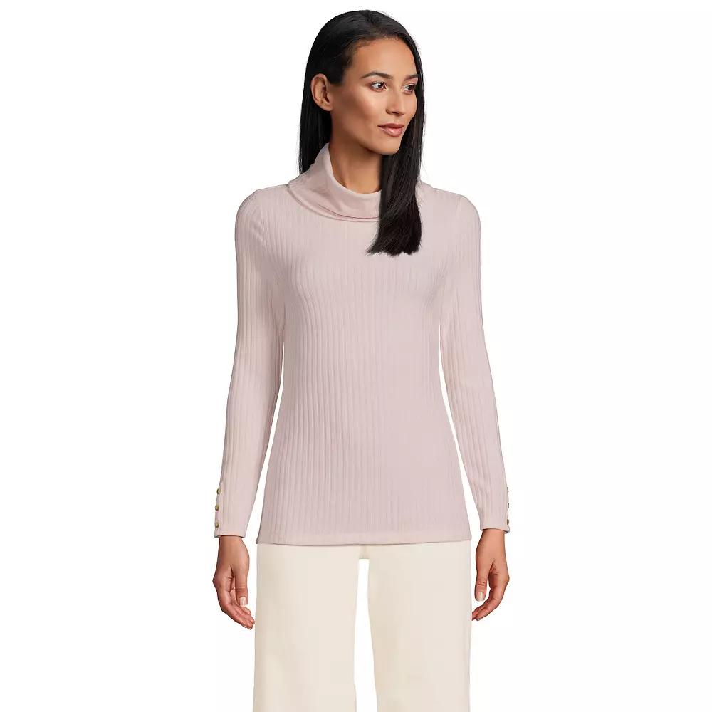 Women's Lands' End Long-Sleeve Wide Rib Turtleneck,  Product Image