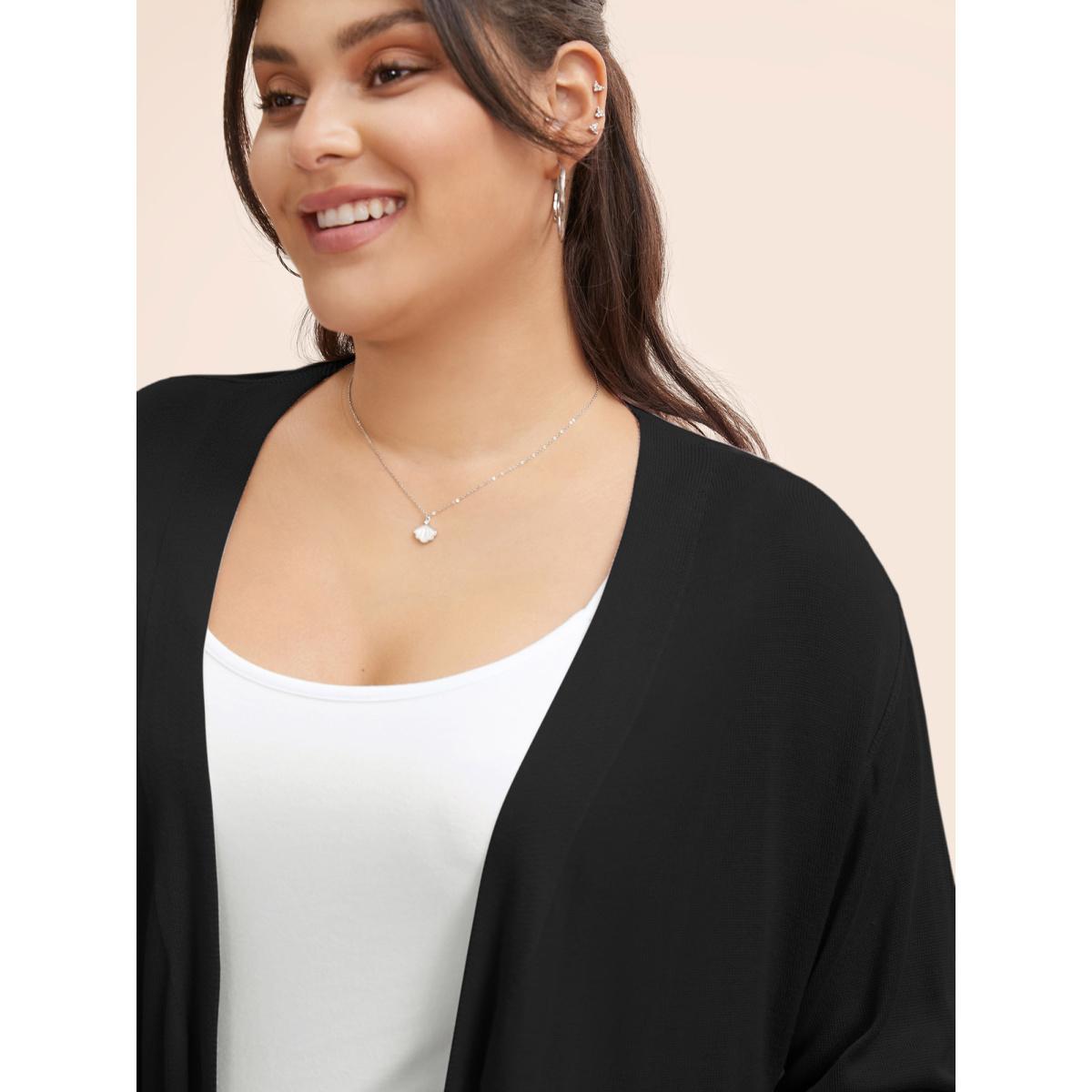 Plus Size Supersoft Essentials Solid Open Front Loose Cardigan Black Women Casual Loose Long Sleeve Everyday Cardigans BloomChic 28/5X Product Image