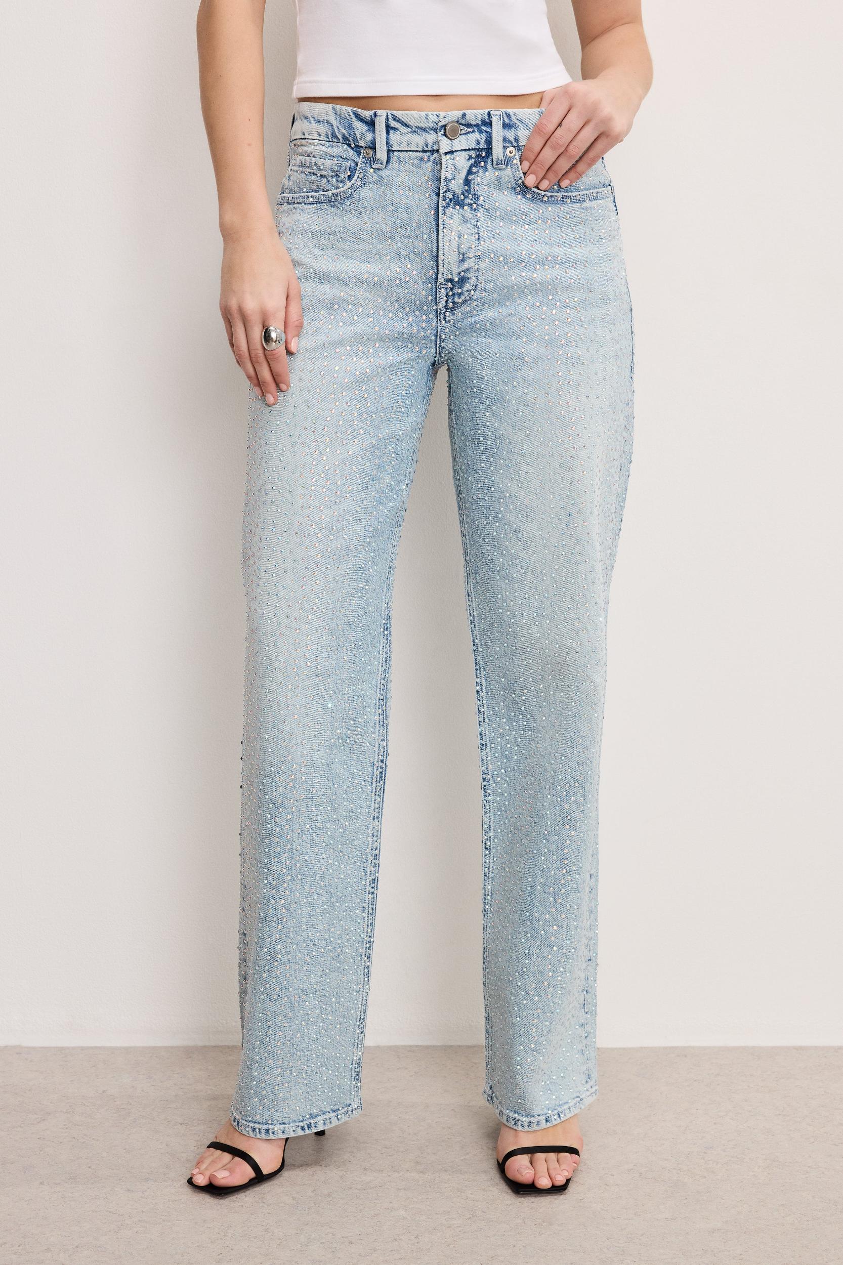 GOOD 90S RELAXED RHINESTONE JEANS | INDIGO975 Product Image