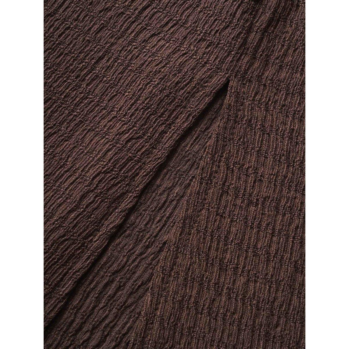 Plus Size Twist Front Split Hem Sleeveless Dress DarkBrown Women Casual Twist Round Neck Sleeveless Curvy BloomChic 14-16/1X Product Image