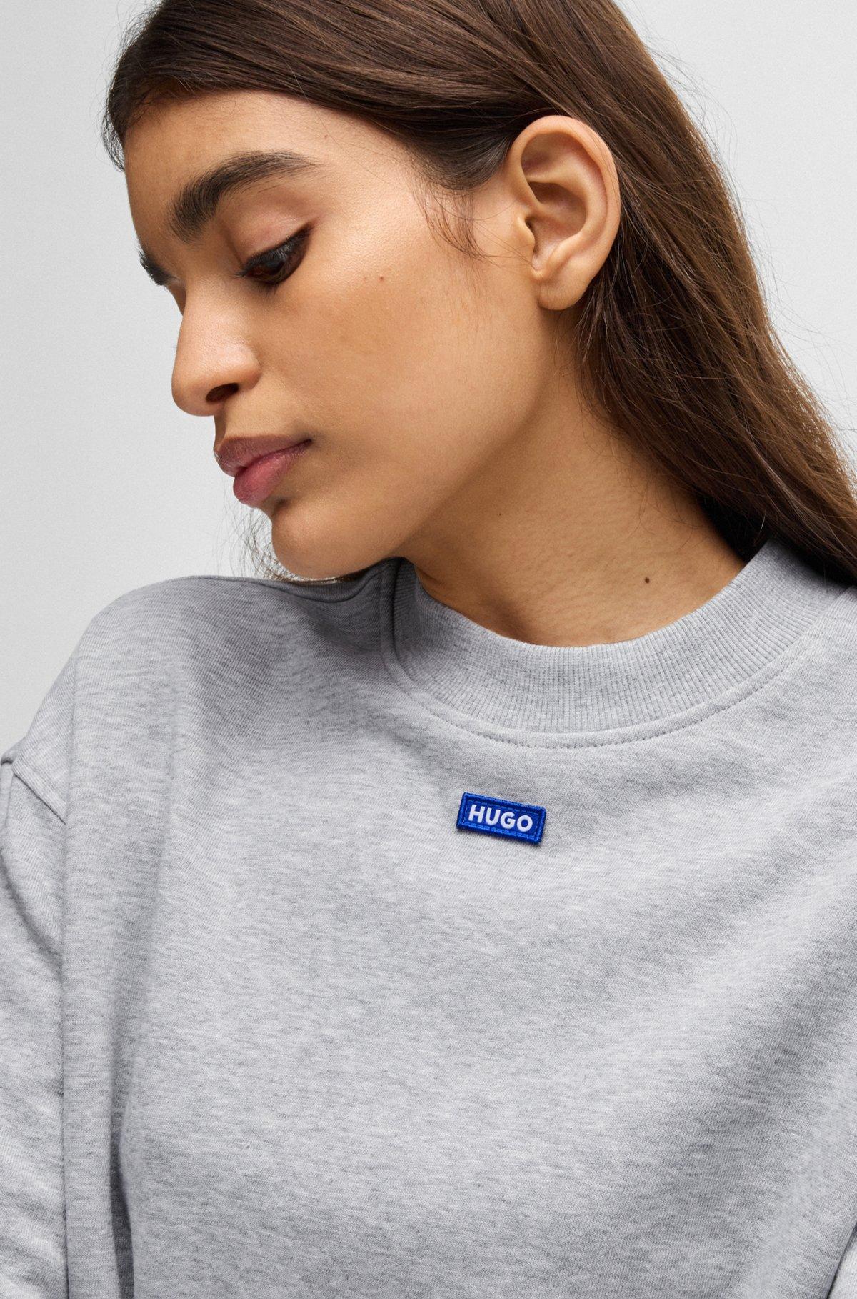 Cotton-terry sweatshirt with blue logo Product Image