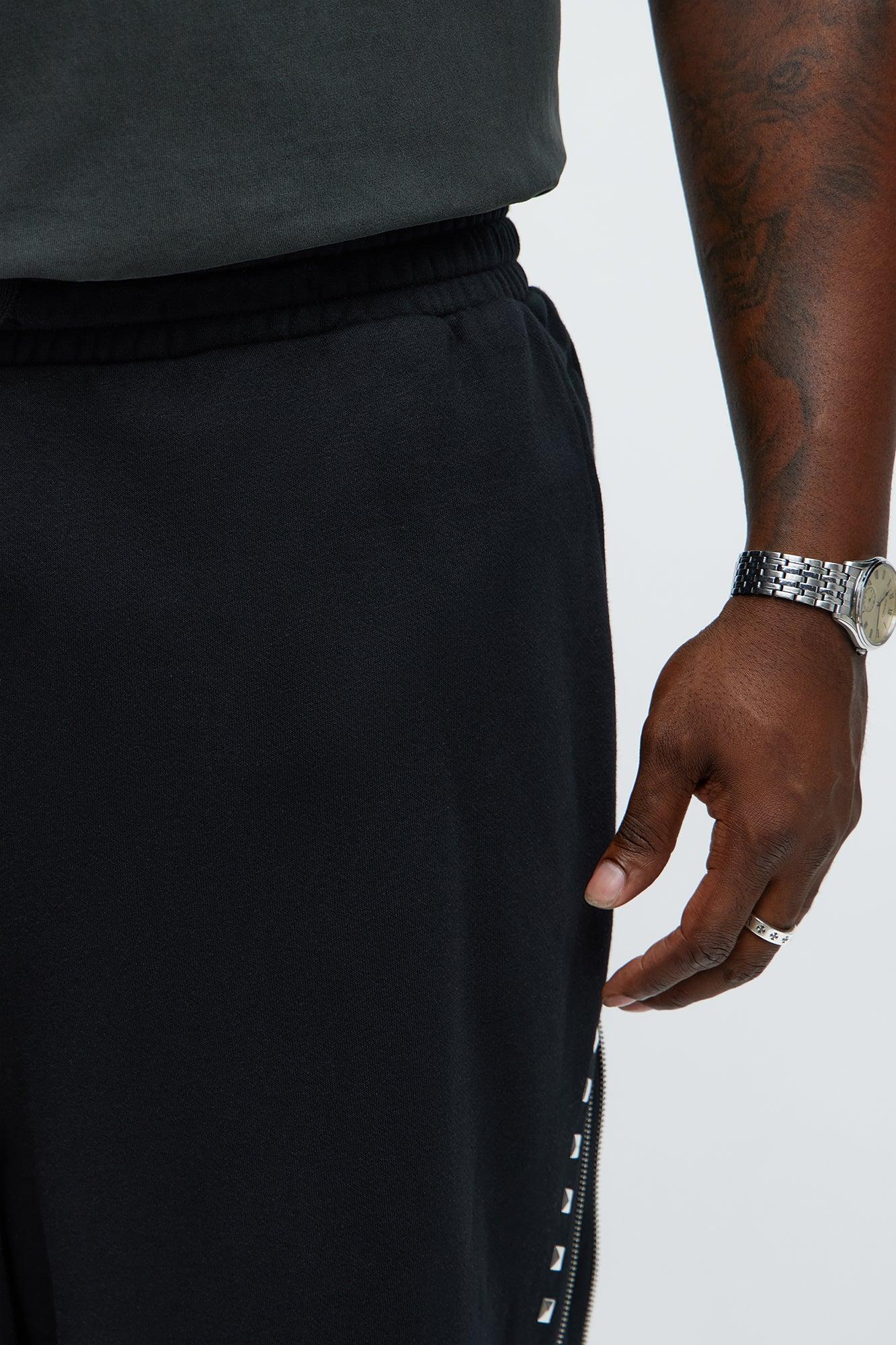 Tyson Baggy Sleaze Studded Shorts - Black Male Product Image