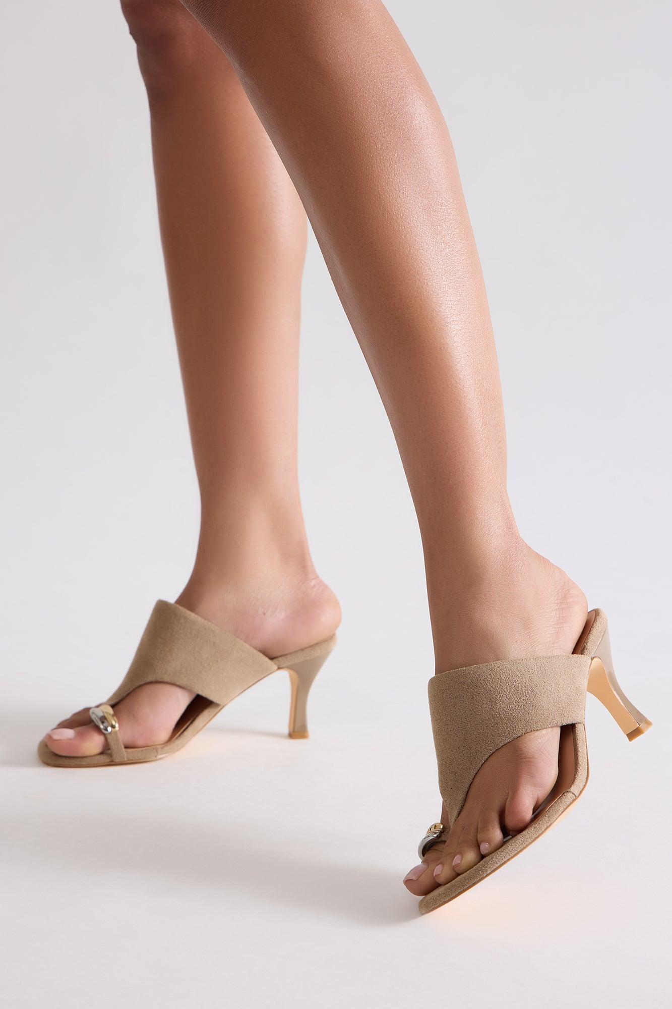Tayson Toe Ring Mules - Taupe Product Image