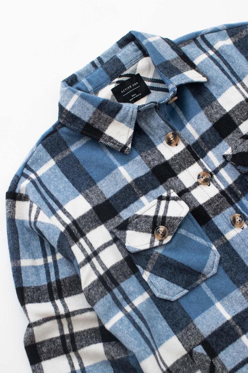 Black & Blue Plaid Oversized Shacket Product Image