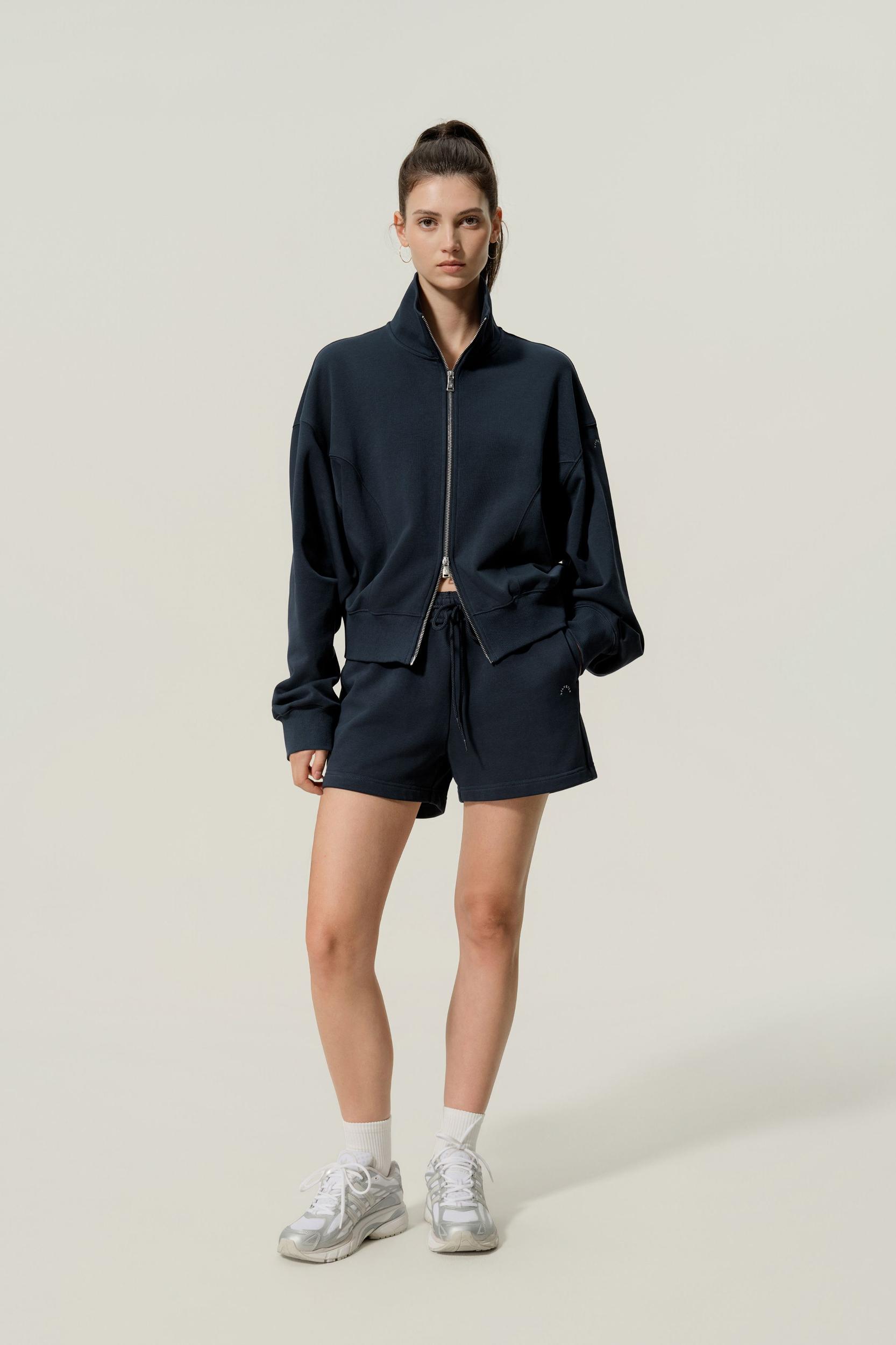 LILYSILK Women's SILKERRY Silk Blend Oversized Two-Way Zip Jacket Navy XL Product Image