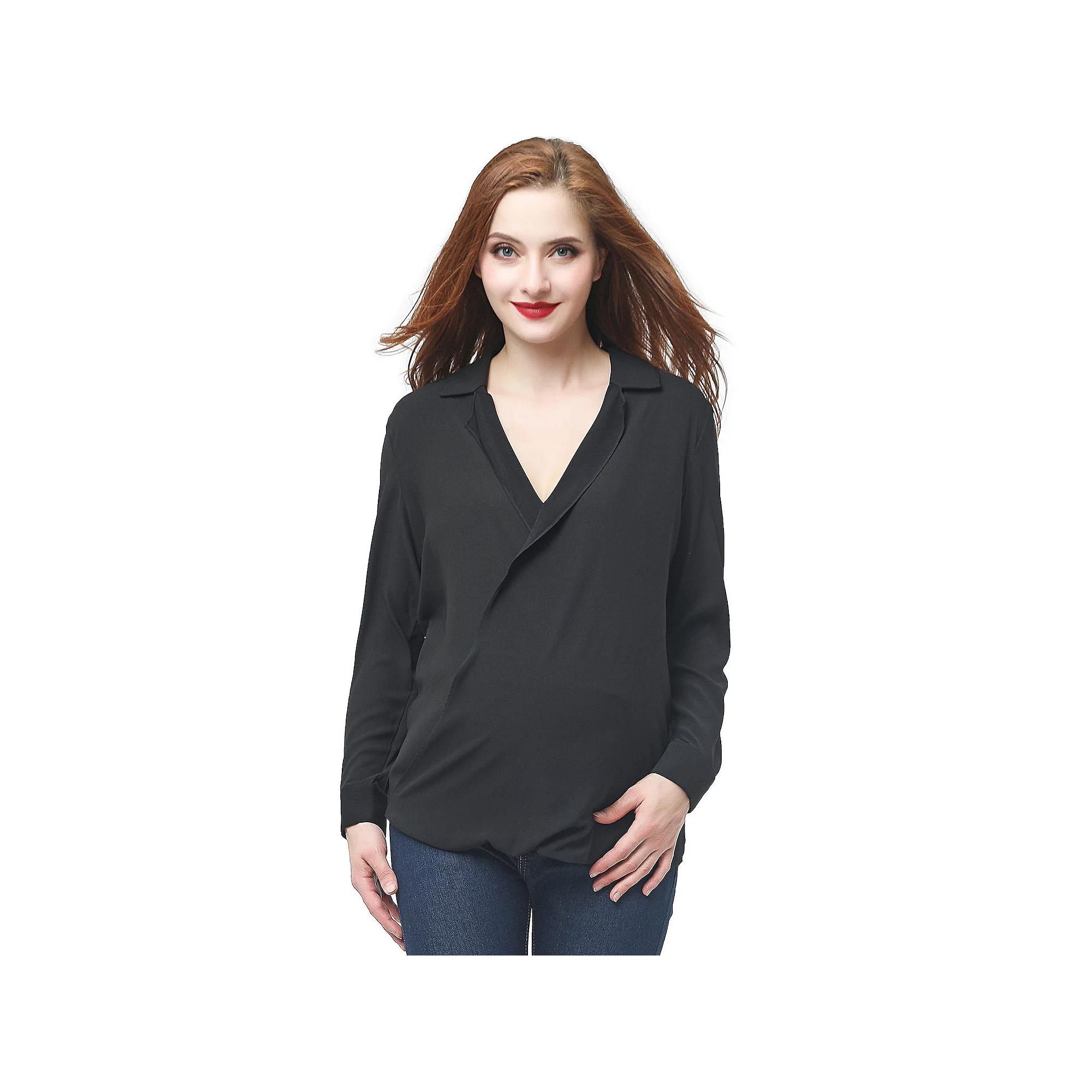 Maternity Pokkori Surplice Drape Front Nursing Blouse, Women's,  Product Image