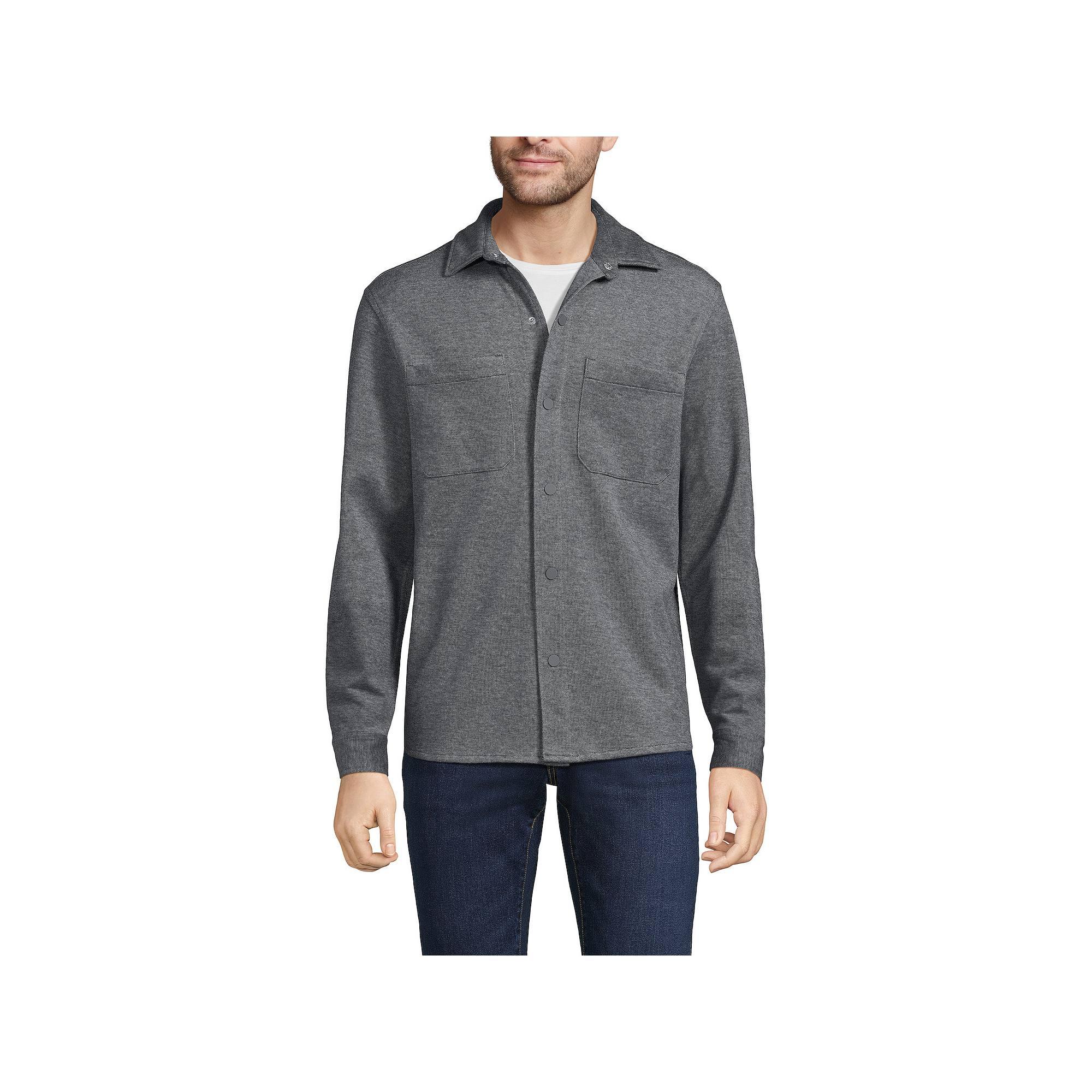 Men's Lands' End Long Sleeve Knit Overshirt, Size: XXL, Blue Birdseye Product Image