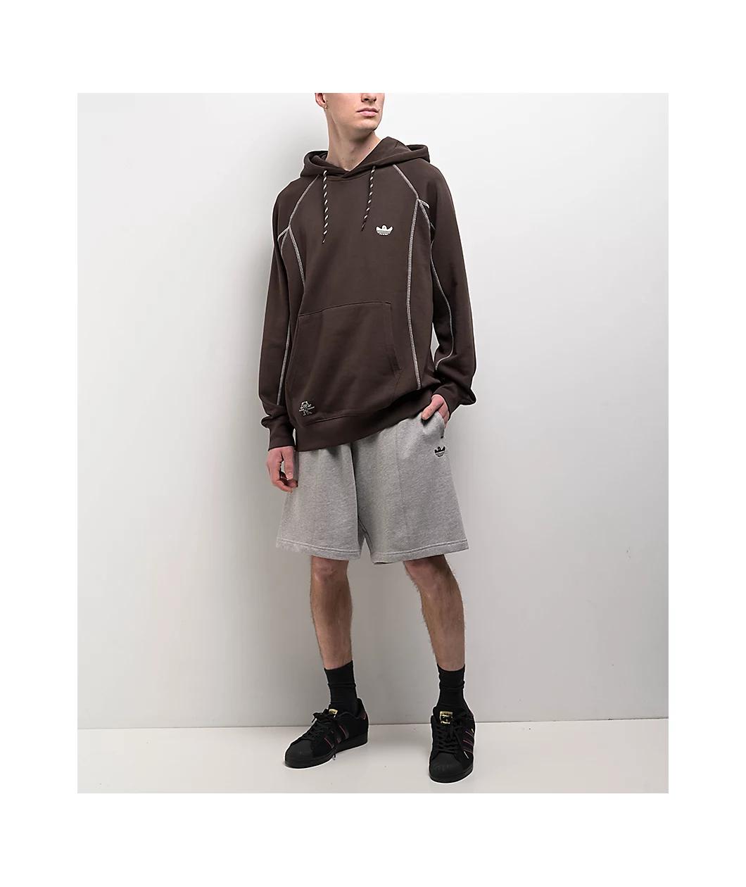 adidas Shmoofoil Dark Brown & Core White Featherweight Hoodie Product Image