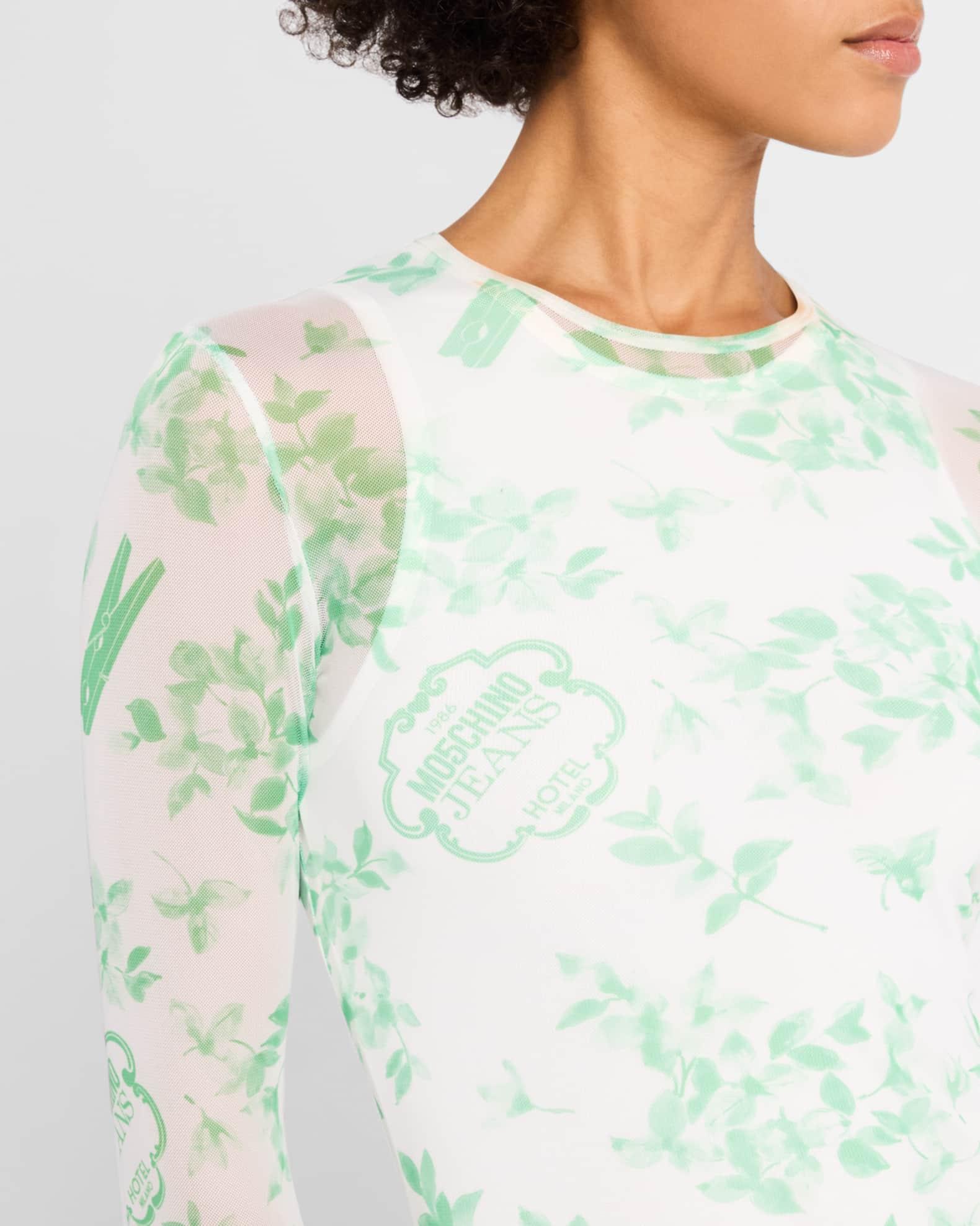 Long-Sleeve Printed Tulle Dress Product Image