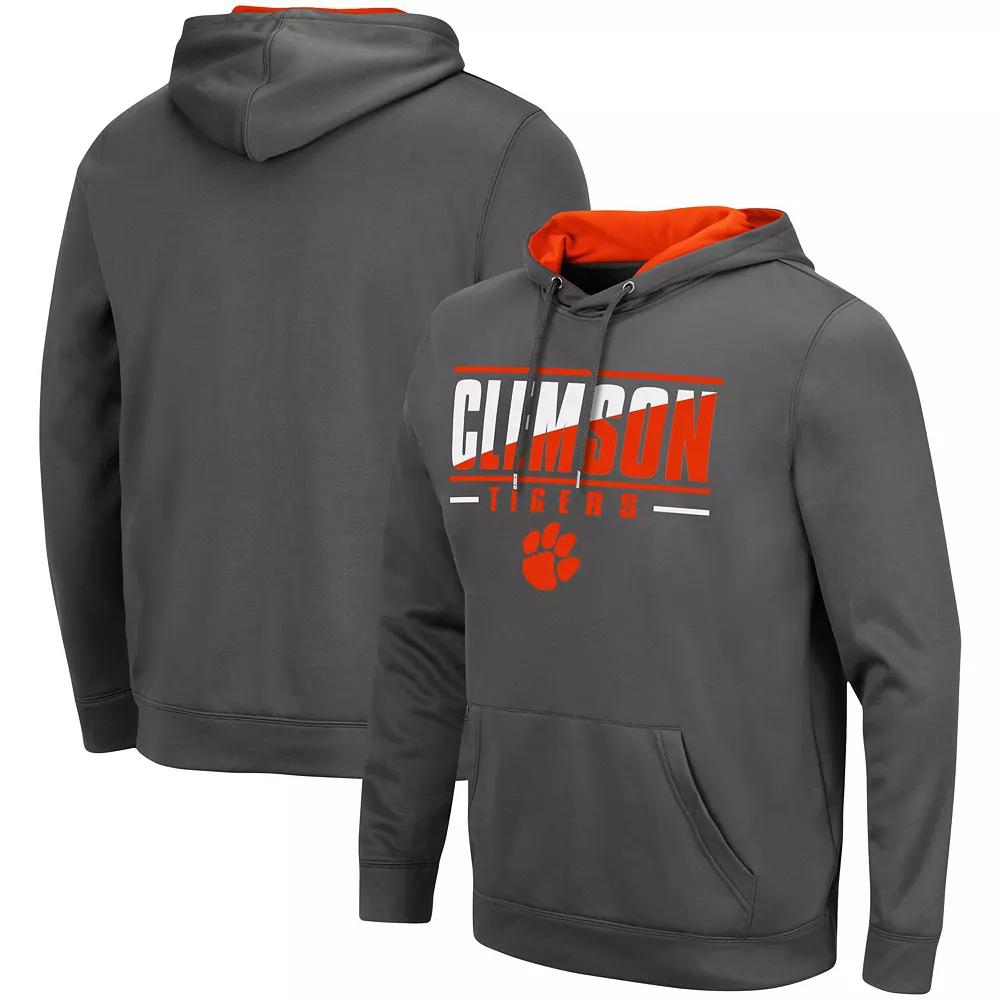 Men's Colosseum Charcoal Clemson Tigers Slash Stack 2.0 Pullover Hoodie, Size: Large Product Image