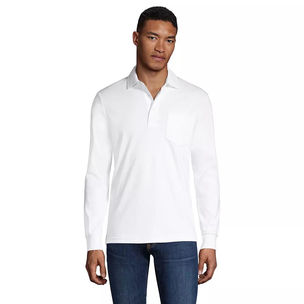 Big & Tall Lands' End Super Soft Classic-Fit Long Sleeve Supima Pocket Polo, Men's,  Product Image