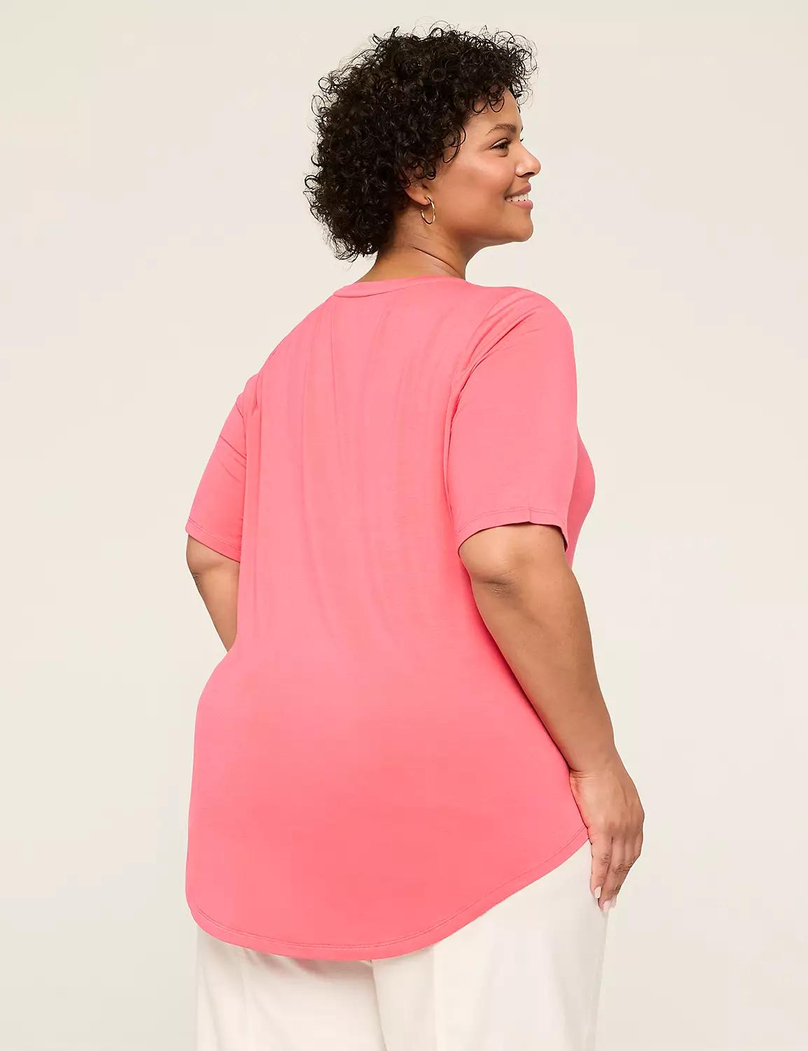 Perfect Sleeve V-Neck Curved-Hem Tee Product Image