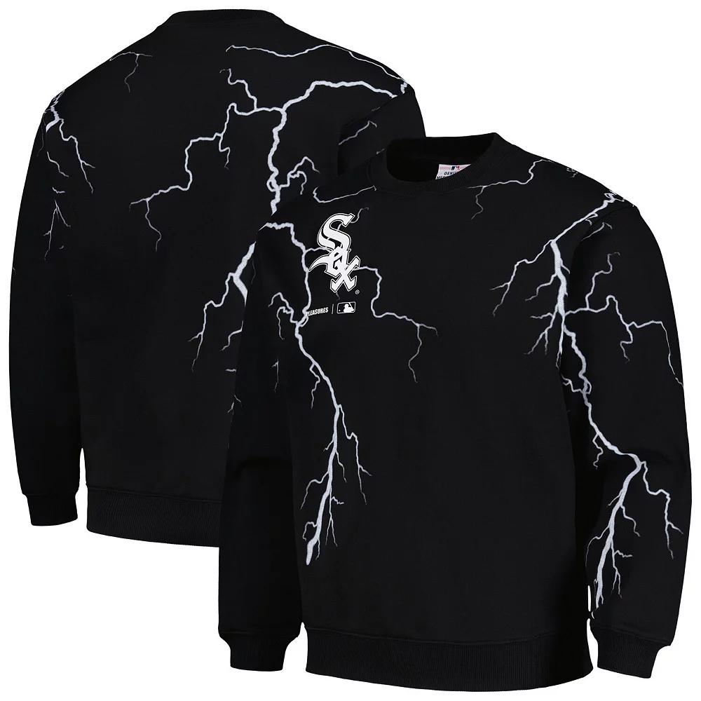 Men's PLEASURES Black Atlanta Braves Lightning Crewneck Pullover Sweatshirt,  Product Image