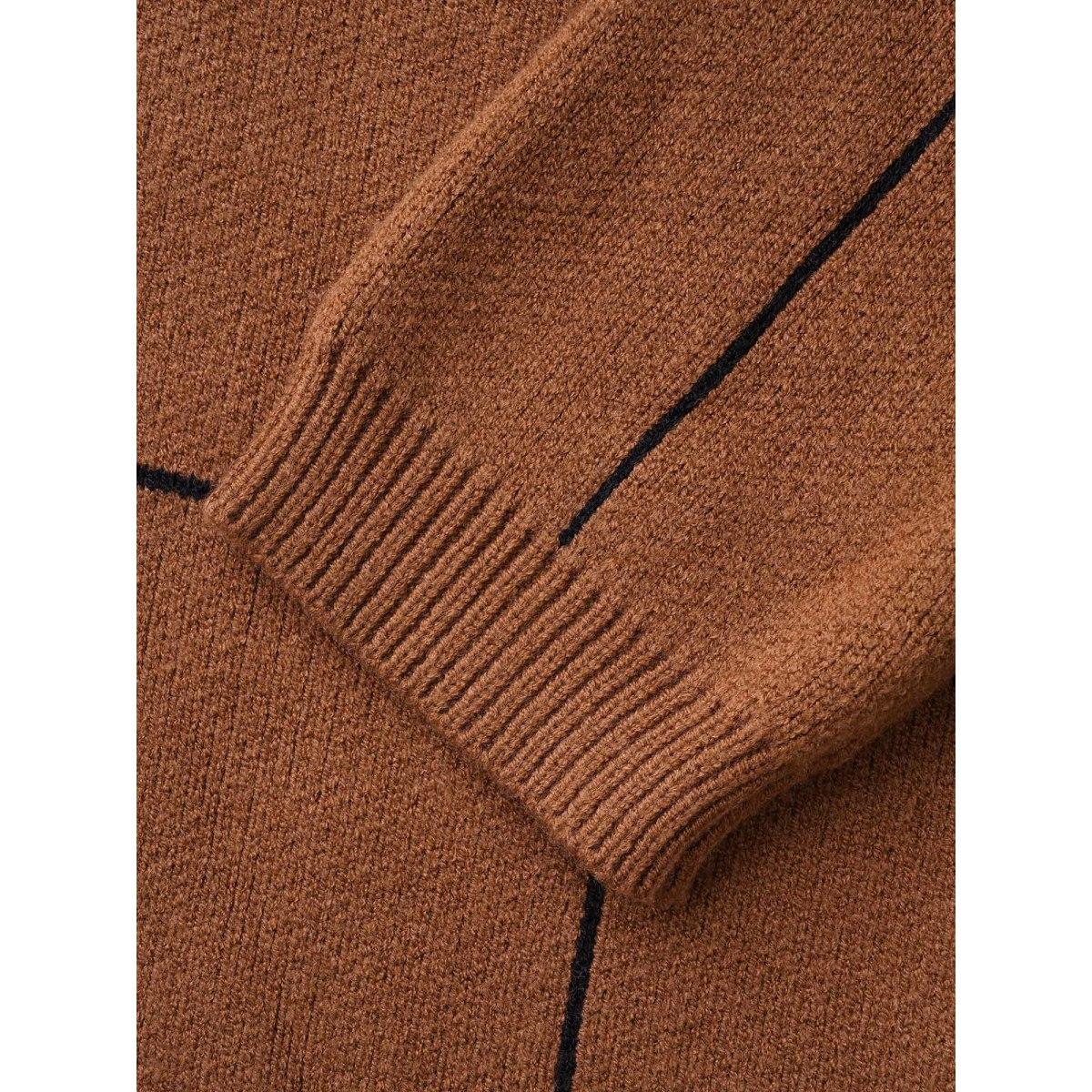 Plus Size Supersoft Essentials Turtleneck Plaid Drop Shoulder Pullover Browncoffeecolor Women Leisure Loose Long Sleeve Turtleneck Casual Pullovers BloomChic 14-16/1X Product Image