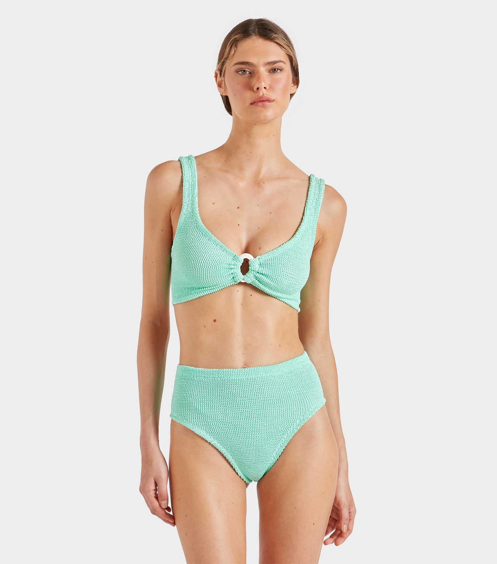 Nadine Bikini With Pearly Hoop - Metallic Mint Product Image