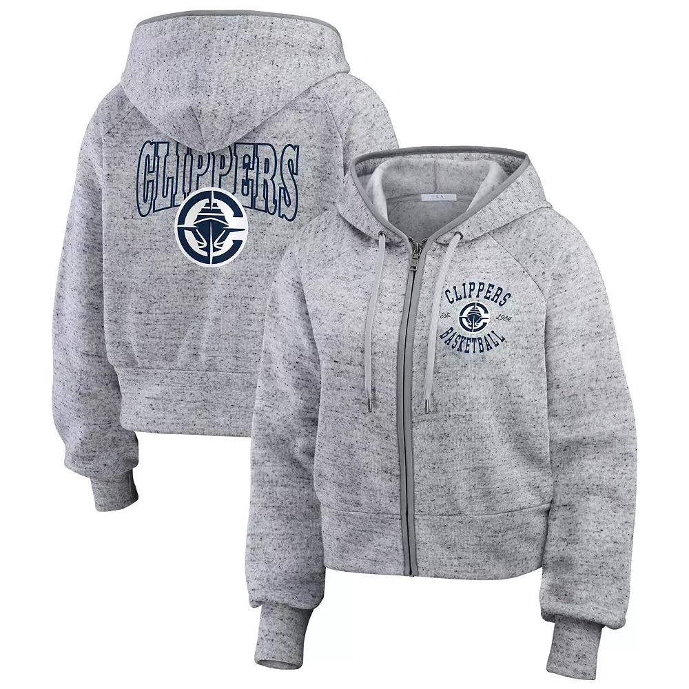 Women's WEAR by Erin Andrews Heather Gray LA Clippers Speckled Radiator Full-Zip Hoodie,  Product Image