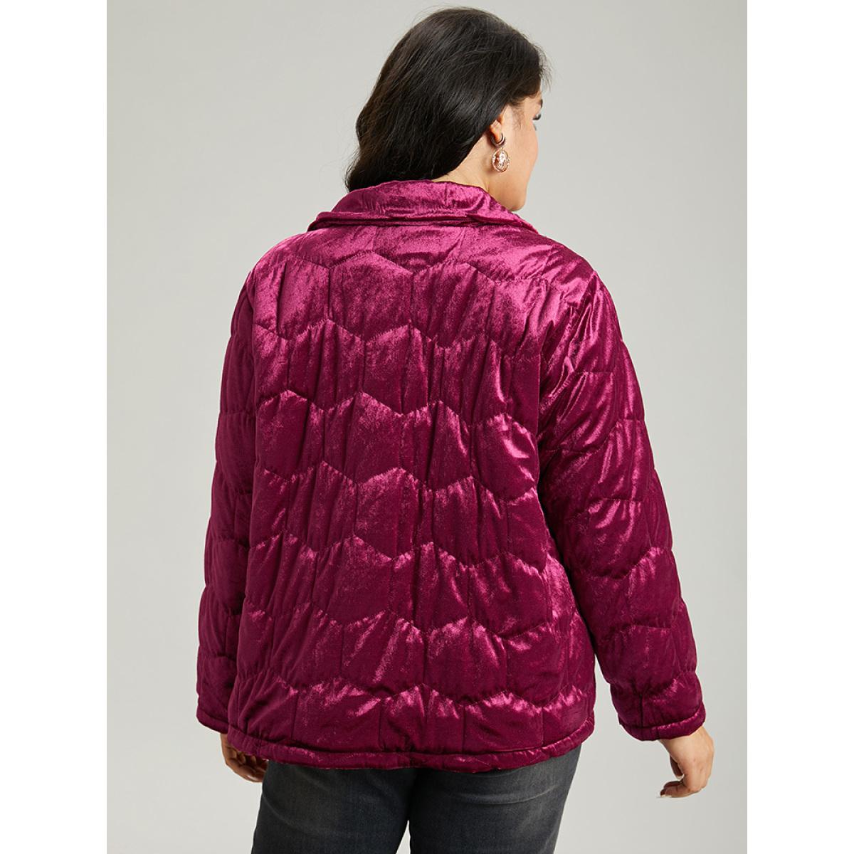 Plus Size Women Dailywear Plain Texture No stretch 18-20/2X Pocket Casual Quilted Jackets BloomChic Product Image