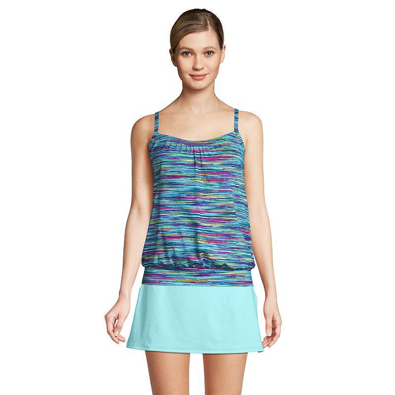 Women's Lands' End DDD-Cup Bust-Minimizer Blouson Chlorine-Resistant Tankini Swim Top,  Product Image