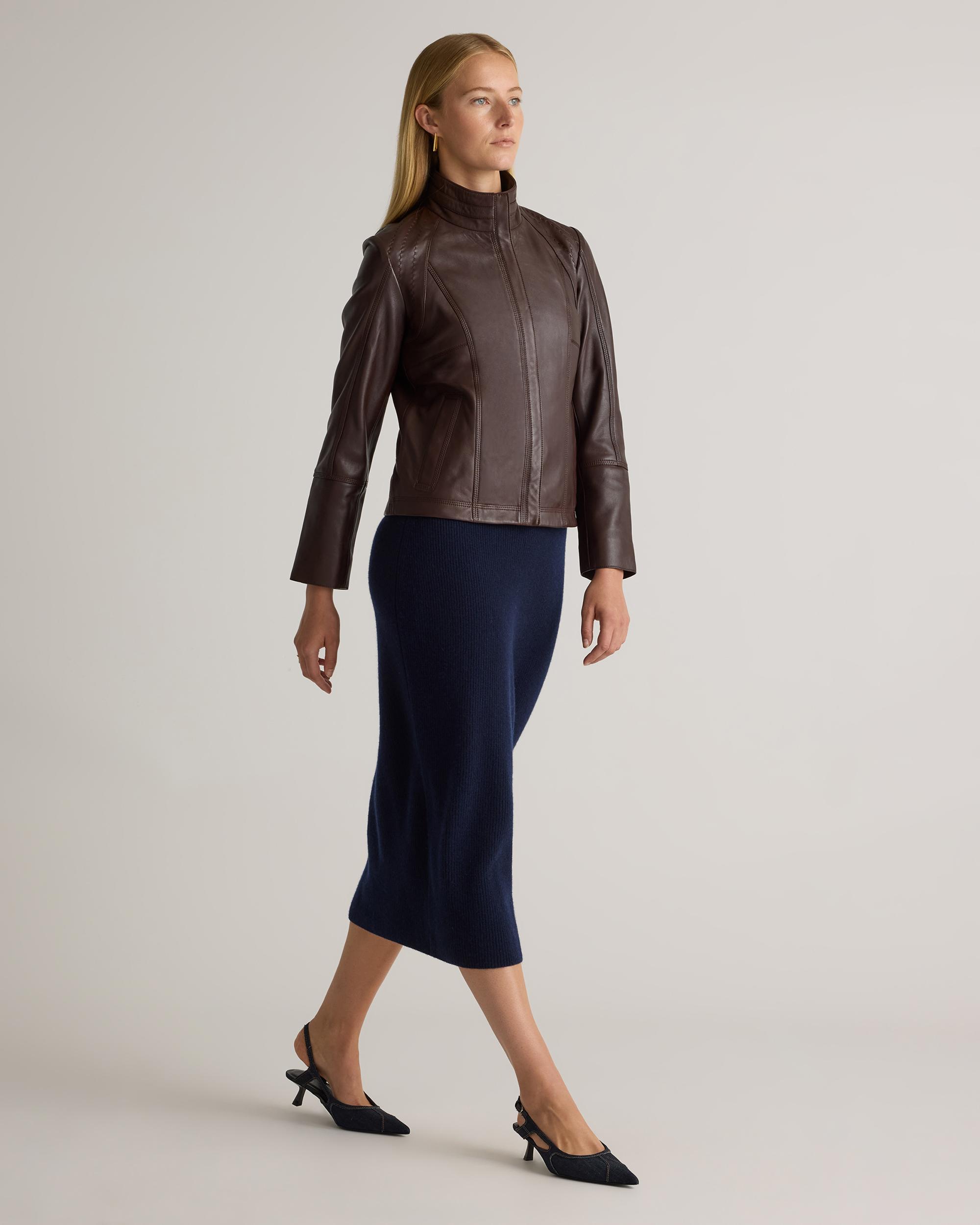 Quince | Women's Stand-Collar Jacket Size XS, Leather Product Image