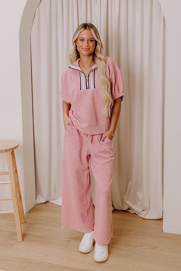 First Class Flight High Waist Knit Pants in Pink Product Image