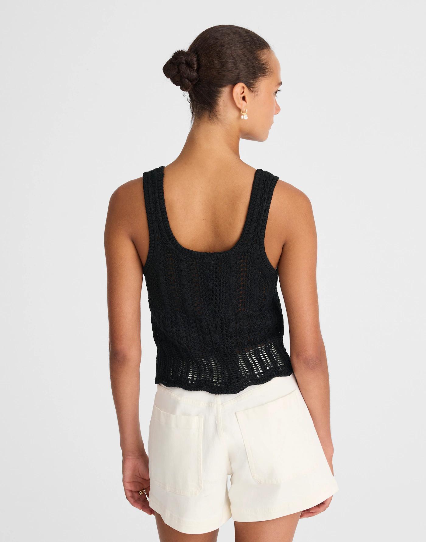 Pointelle-Stitch Tie-Front Sweater Tank Product Image