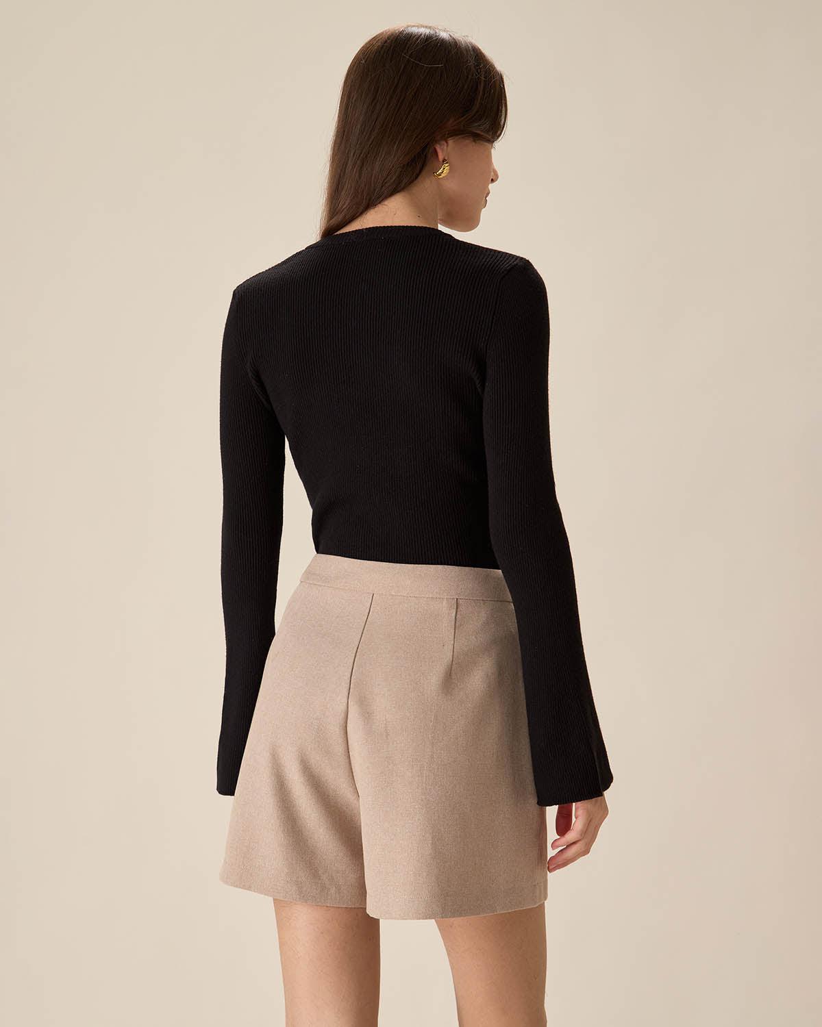 Khaki High-waisted Pocket Shorts Product Image