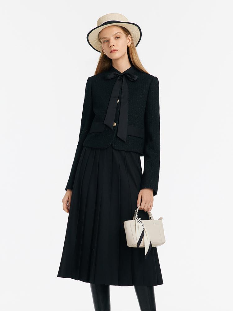 Crop Jacket With Flaps And Half Skirt Two-Piece Suit Product Image