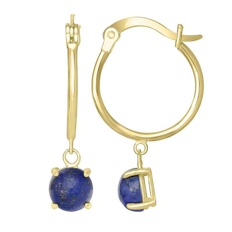 Gemistry 14k Gold Over Sterling Silver Stone Drop Hoop Earrings, Women's, Purple Product Image