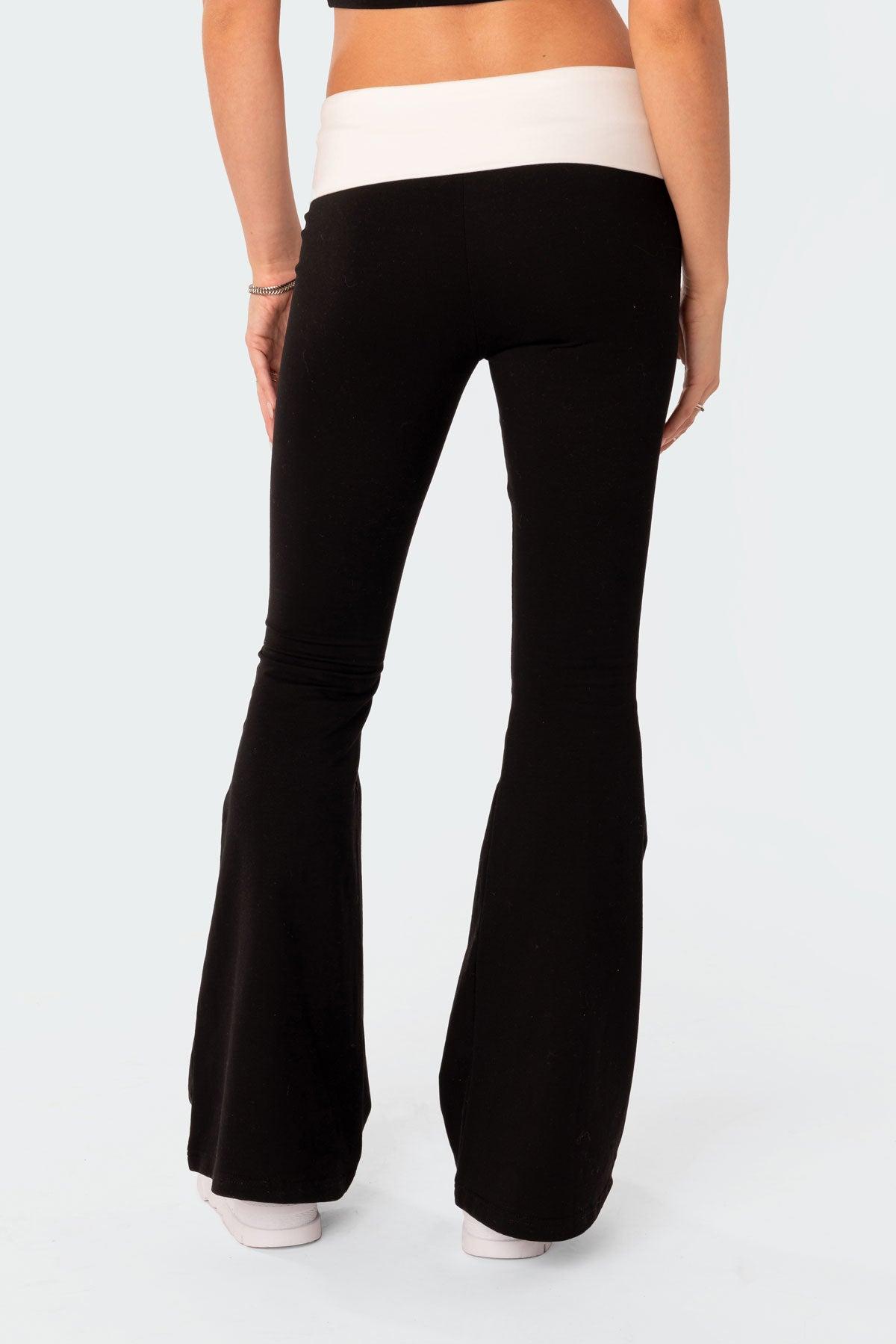 Contrast Fold Over Flared Leggings Product Image