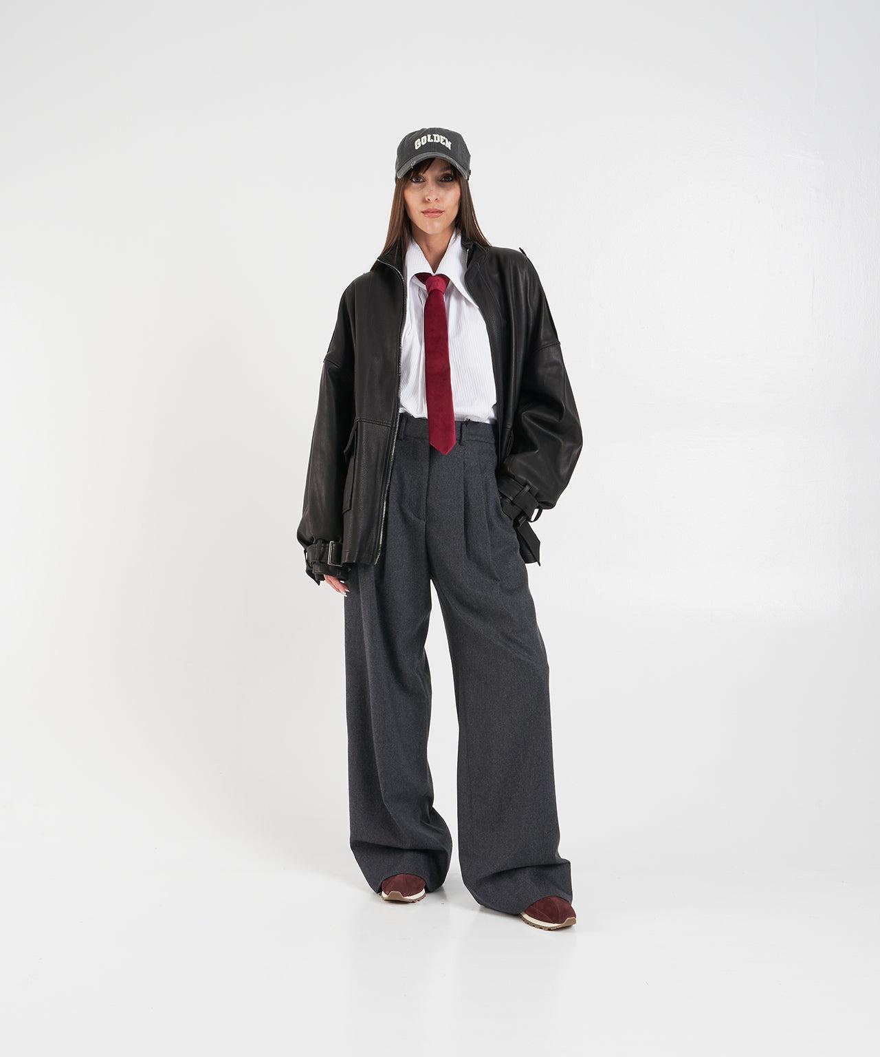 Oversize leather jacket Product Image