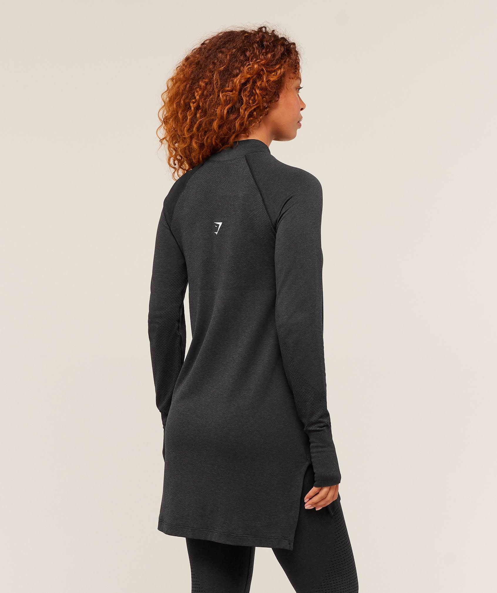 Gymshark Vital Long Line Top - Black Marl Female Product Image